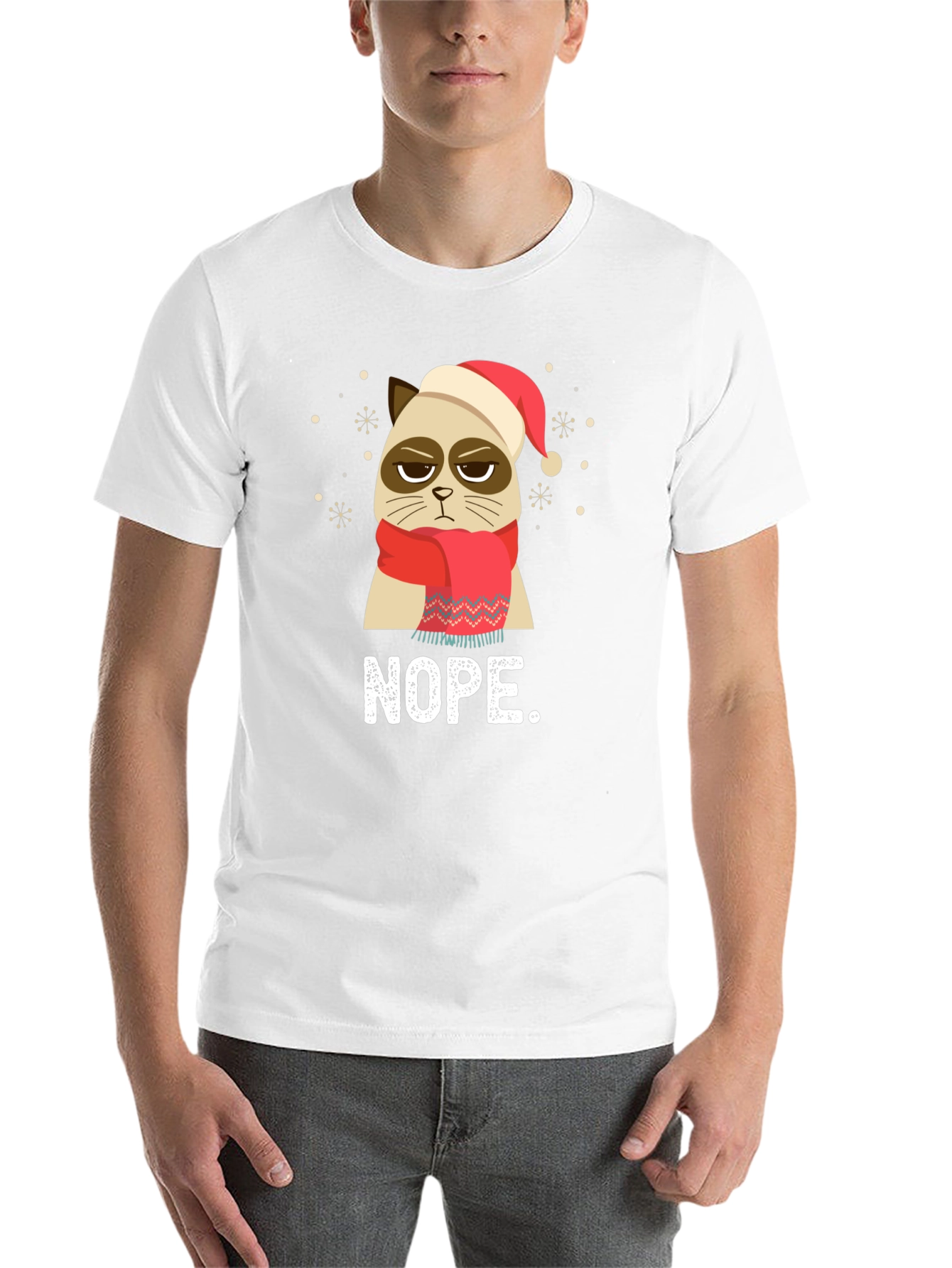 Black Grumpy Cat NOPE Christmas T-Shirt view 14