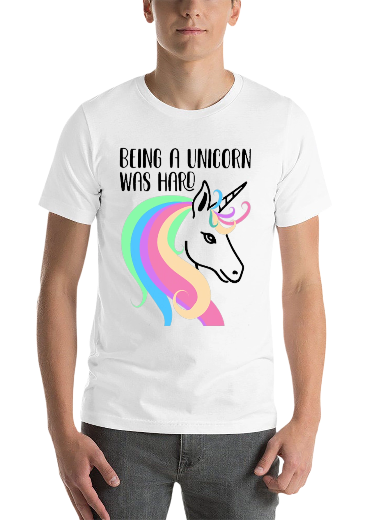 Black Being a Unicorn Was Hard Black Graphic T-Shirt view 14