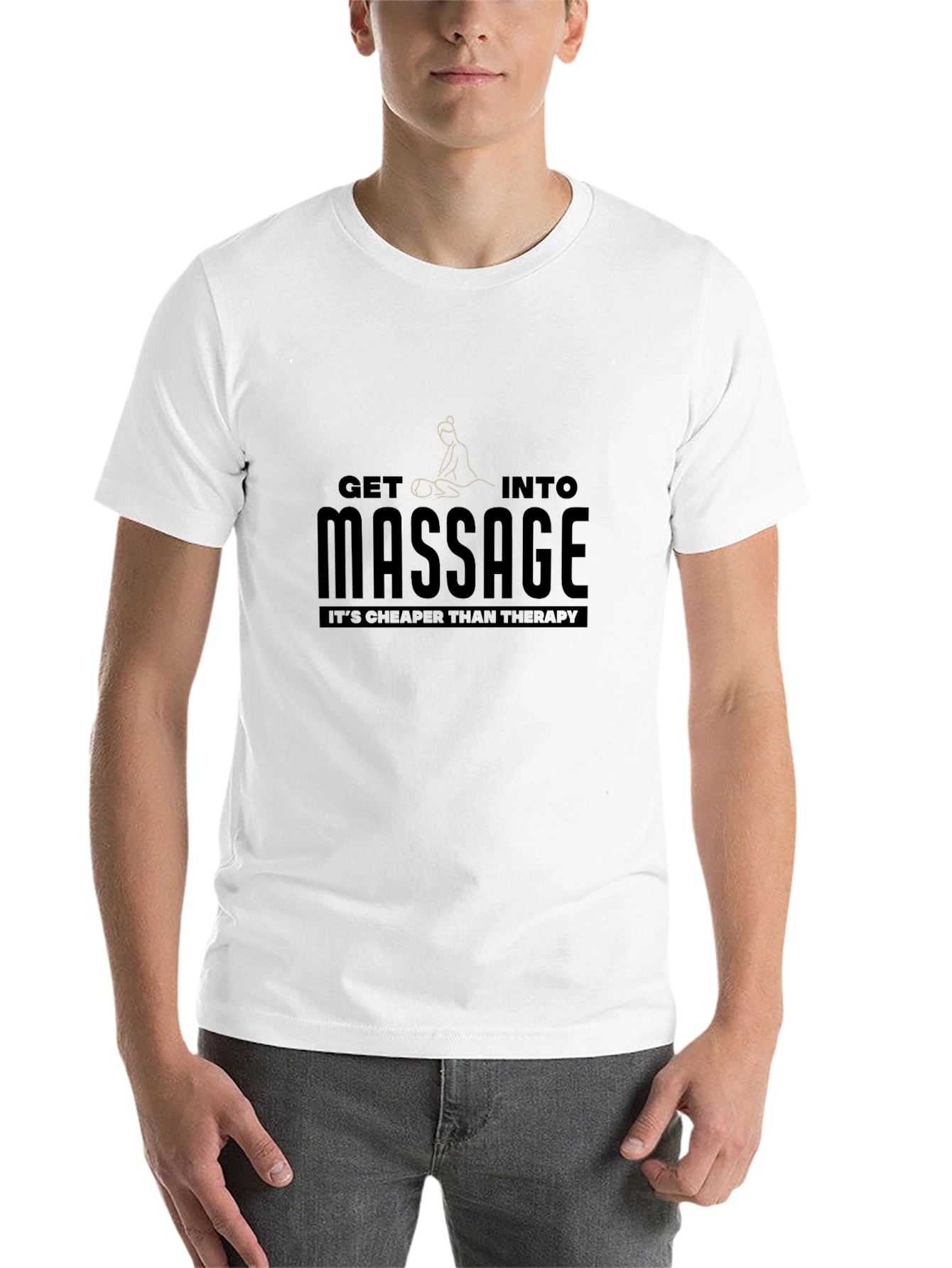Black Massage Therapy Graphic T-Shirt - Relaxing Style view 14