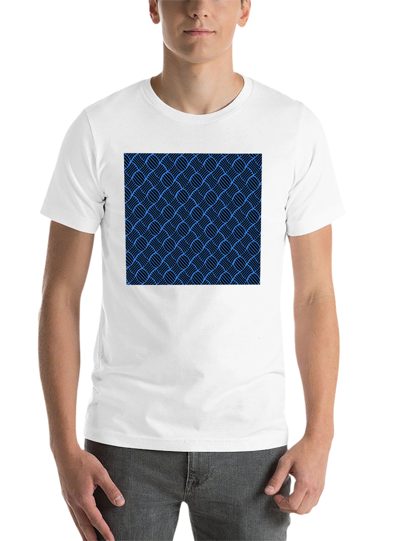 Black Stylish Black T-Shirt with Blue Weave Pattern view 14