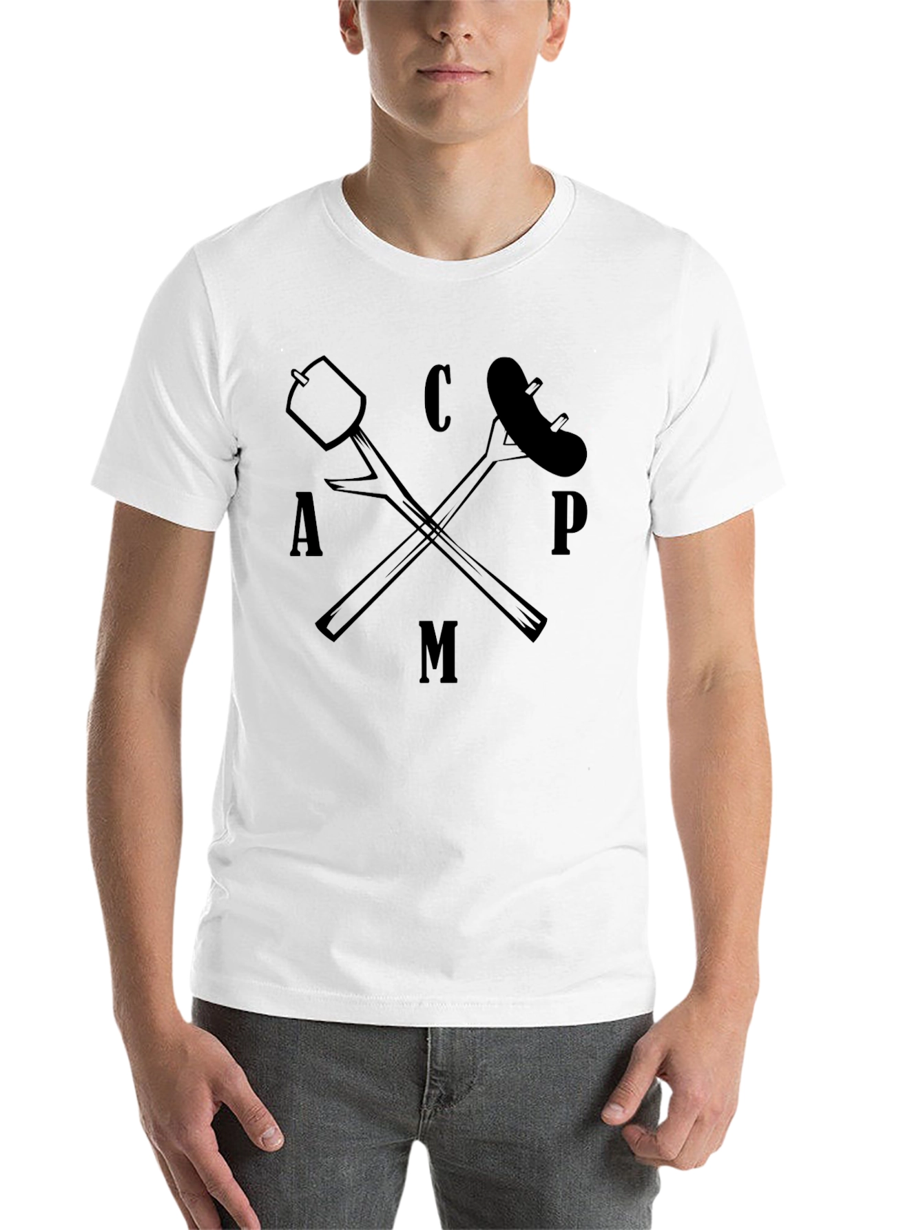 Black Camping Life T-Shirt - Marshmallow and Sausage Graphic Tee view 14