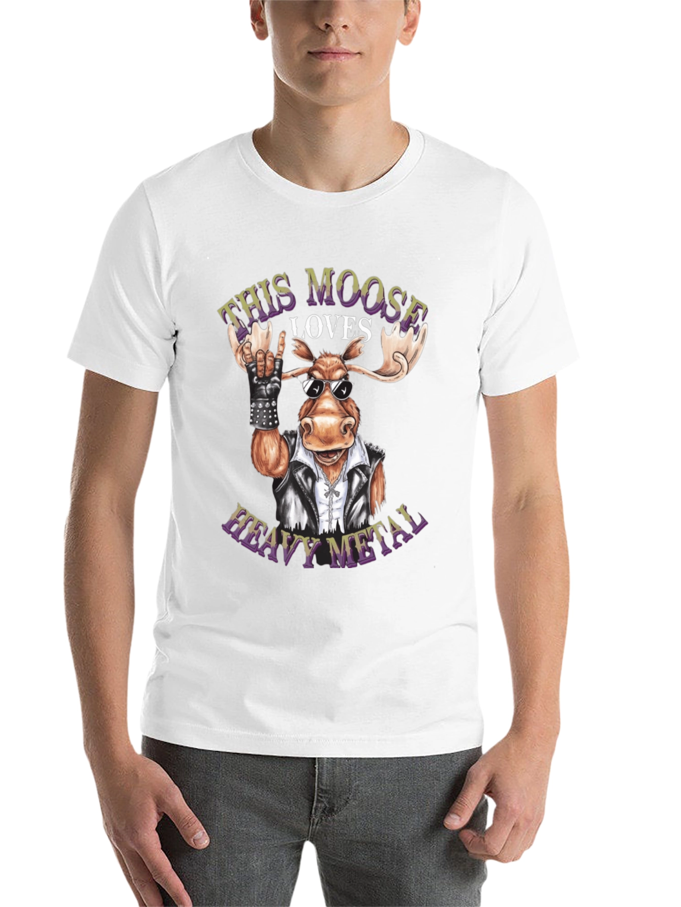 Black Heavy Metal Moose Graphic Tee - Rock On! view 14