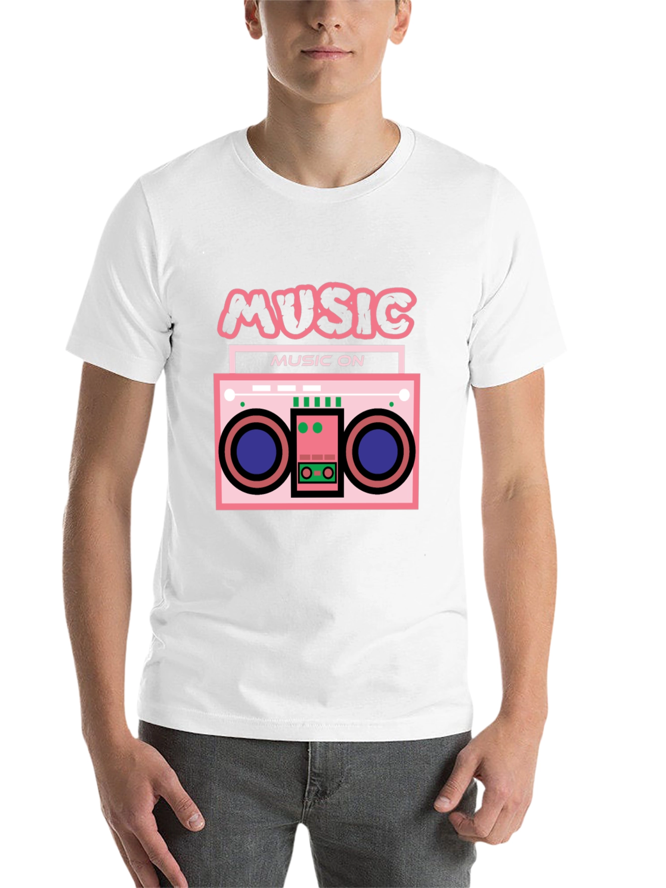 Black Retro Boombox Music T-Shirt view 14
