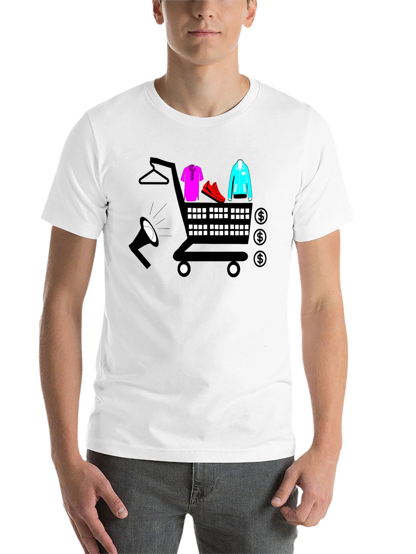 Black Shopping Cart T-Shirt - Black Novelty Tee view 14