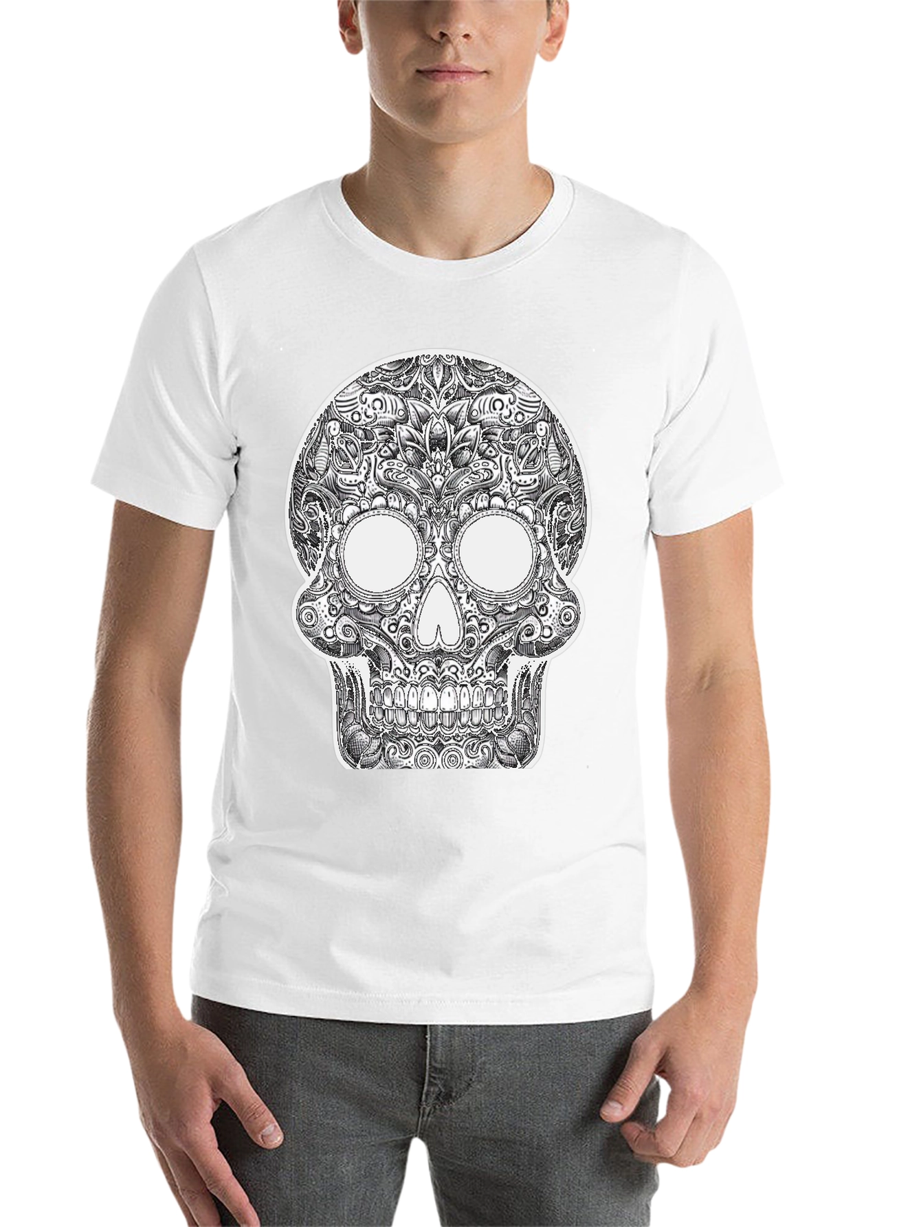 Sugar Skull Graphic Black T-Shirt - 14