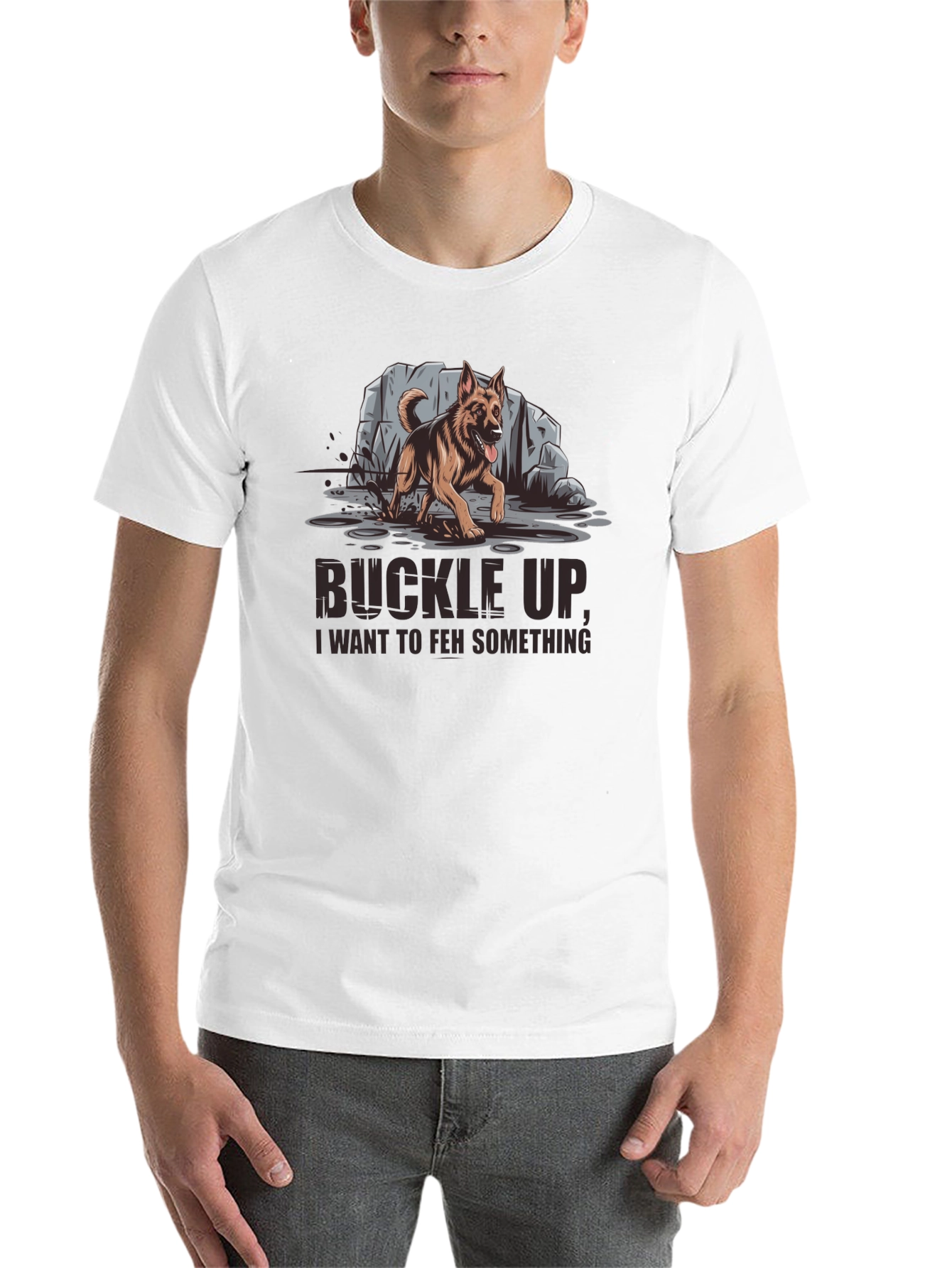 Black Buckle Up German Shepherd Graphic Tee view 14
