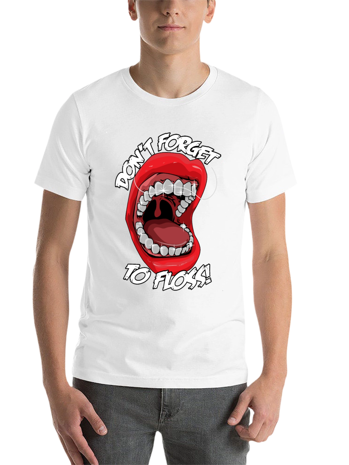 Black Don't Forget to Floss! Graphic T-Shirt view 14