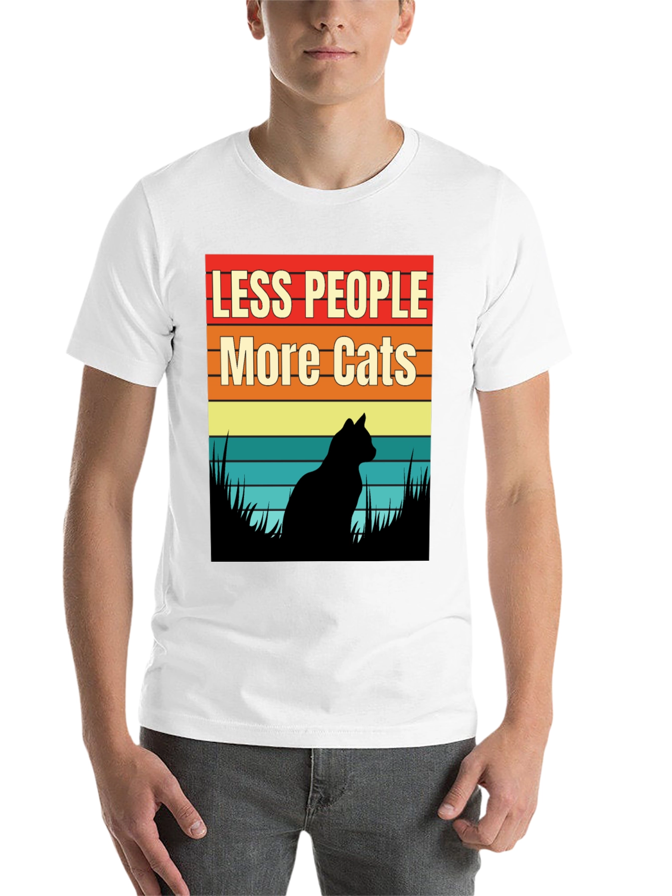 Black Less People More Cats Graphic T-Shirt view 14