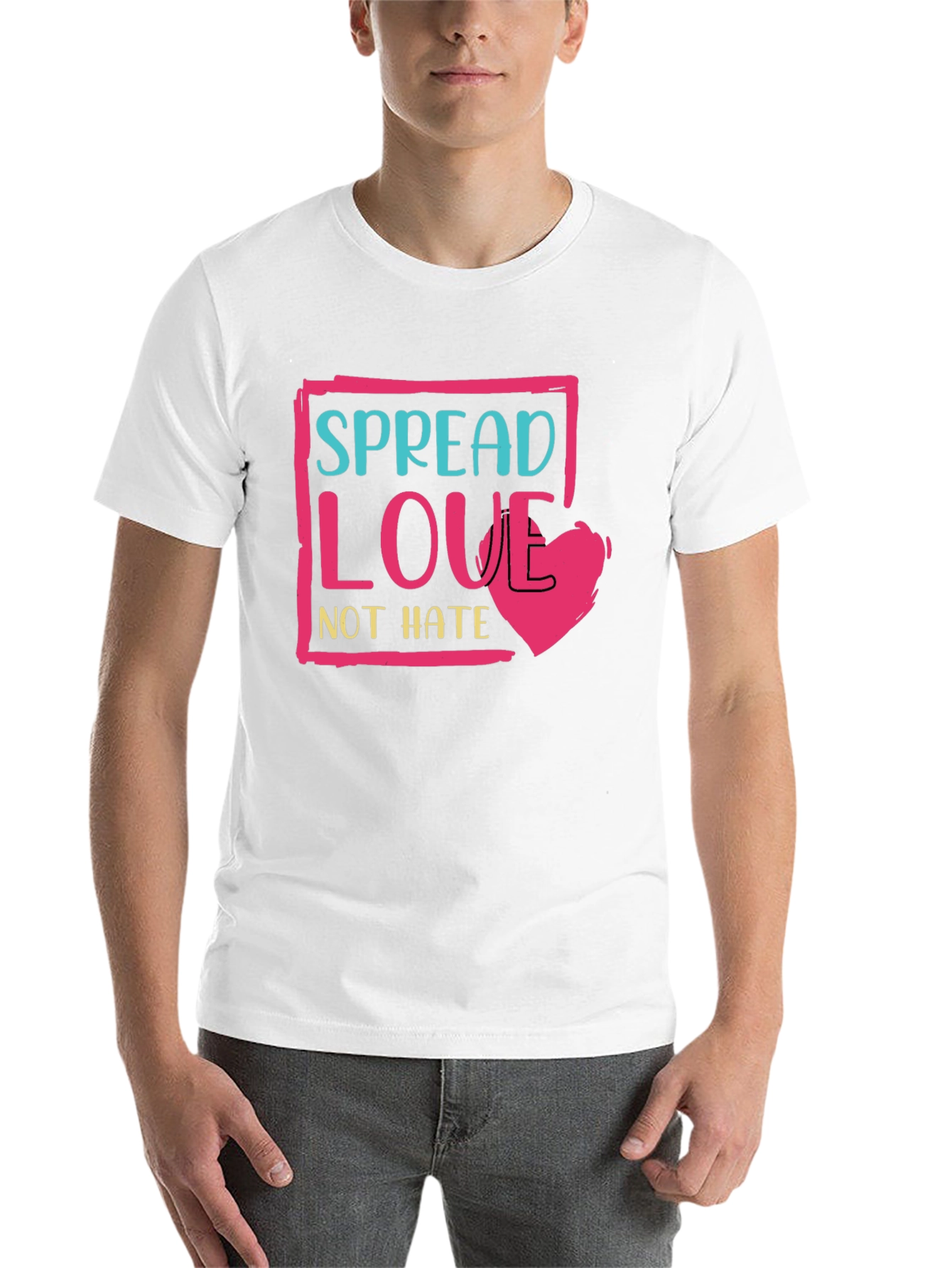 Black Spread Love Not Hate T-Shirt - Positive Message Tee view 14