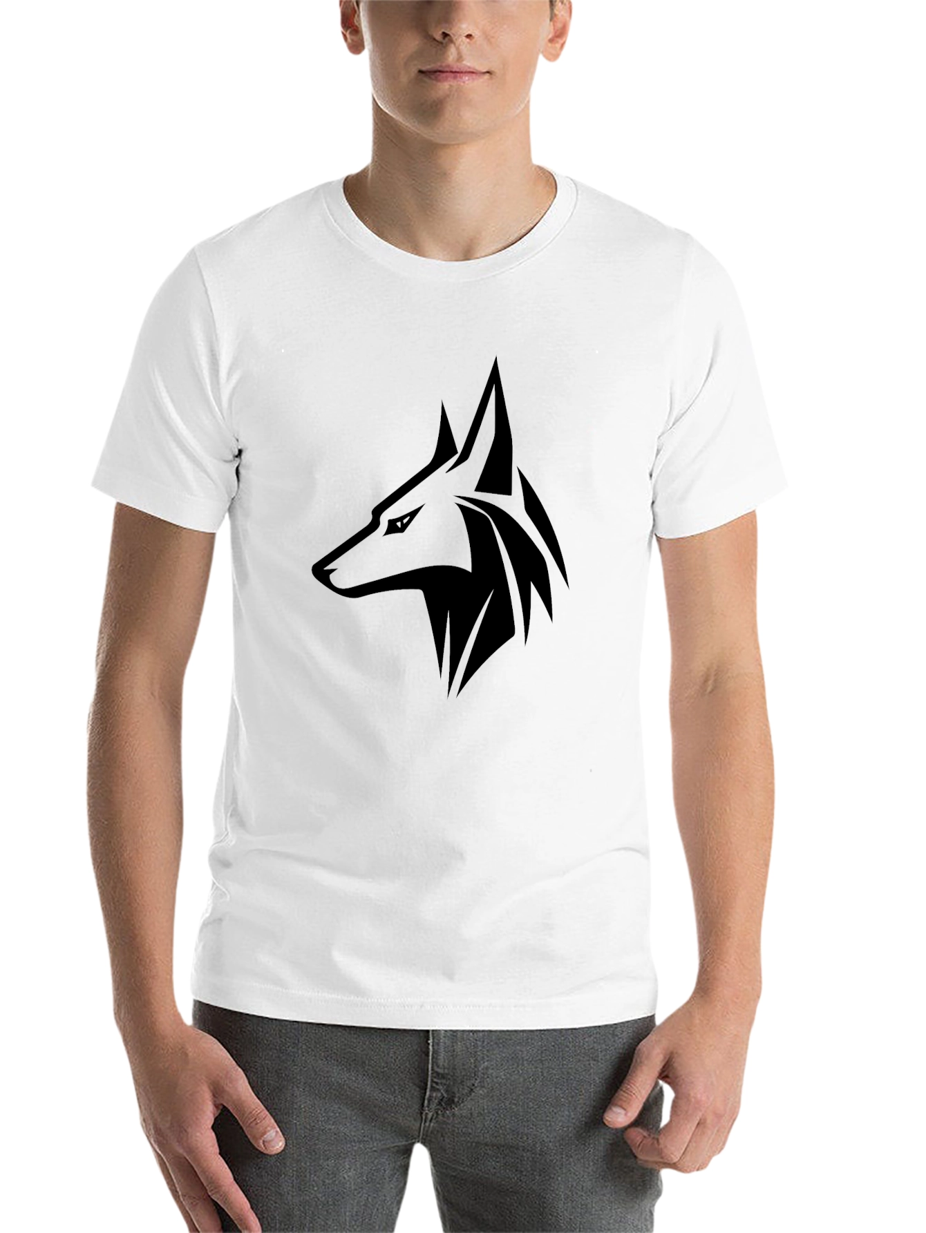 Black Men's Black Wolf Graphic T-Shirt - Casual Short Sleeve Tee view 14