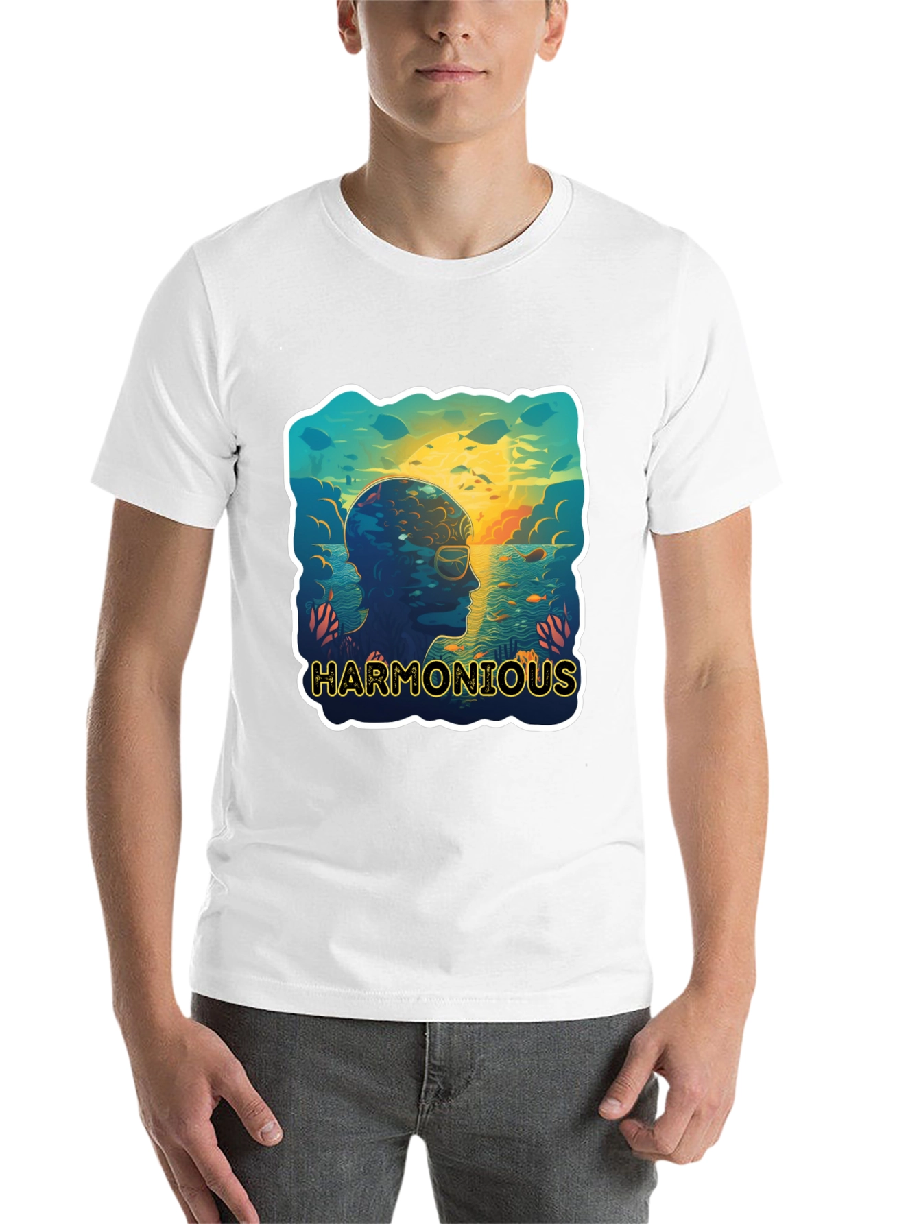 Black Harmonious Ocean Mind Black T-Shirt view 14