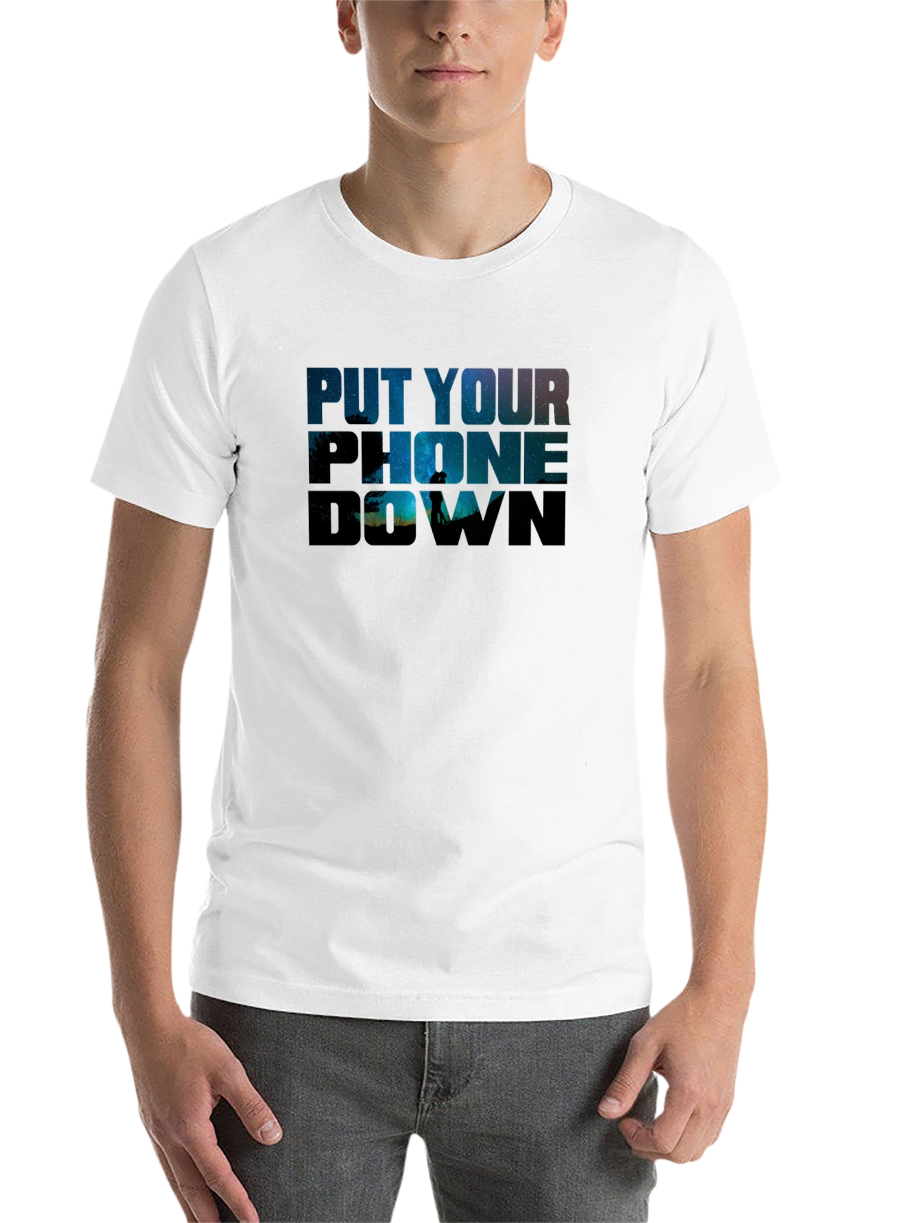 Black Put Your Phone Down Graphic T-Shirt view 14