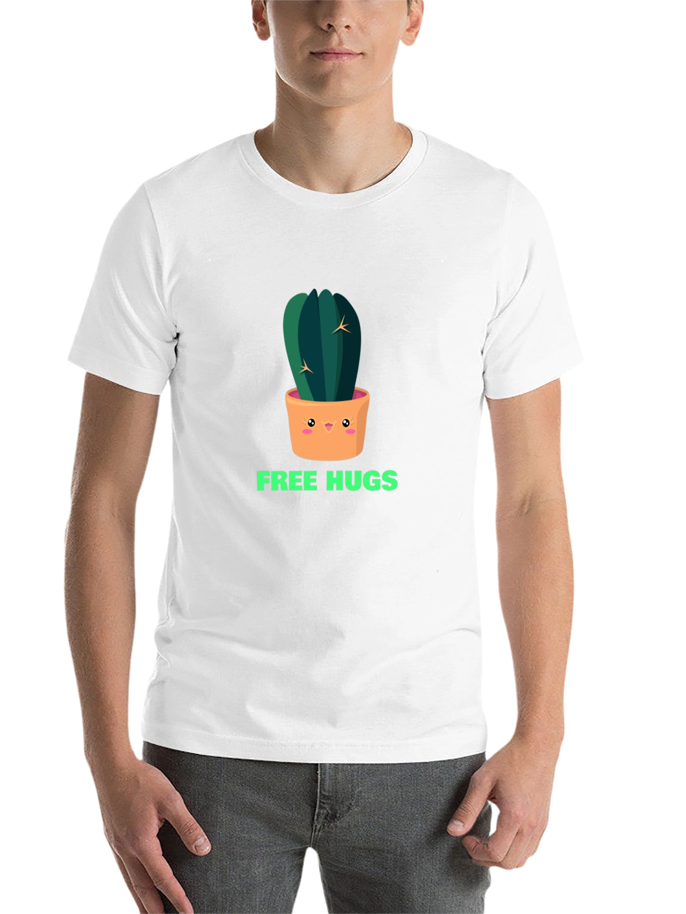Black Cactus Free Hugs Graphic Tee - Trendy Unisex T-Shirt view 14