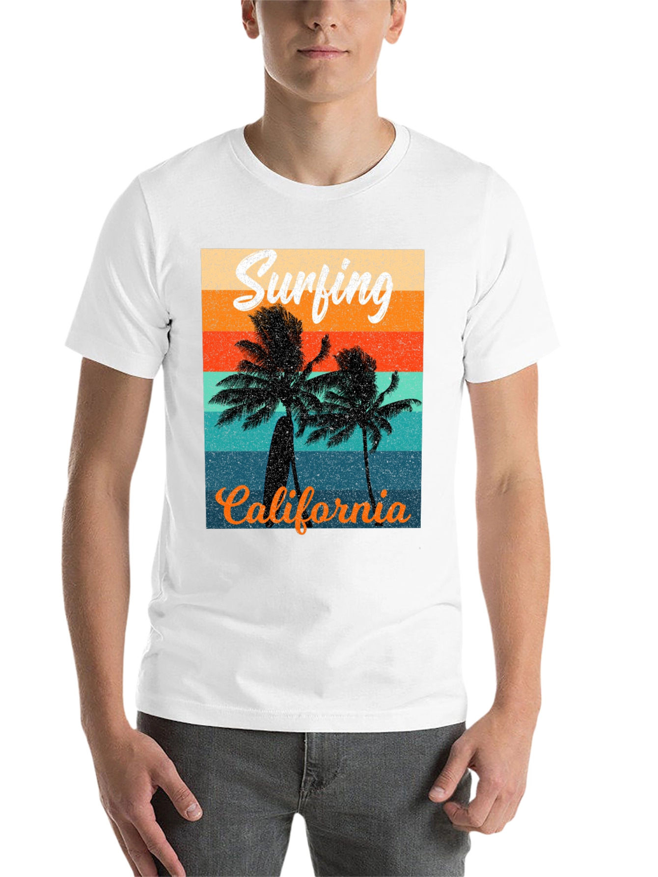 Black Retro Surfing California Graphic Tee view 14