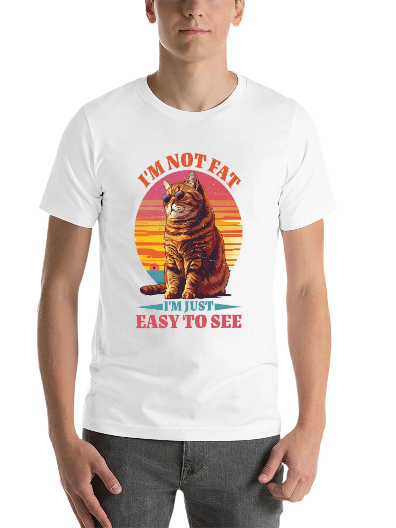 Black I'm Not Fat, Easy to See Cat Graphic Tee view 14