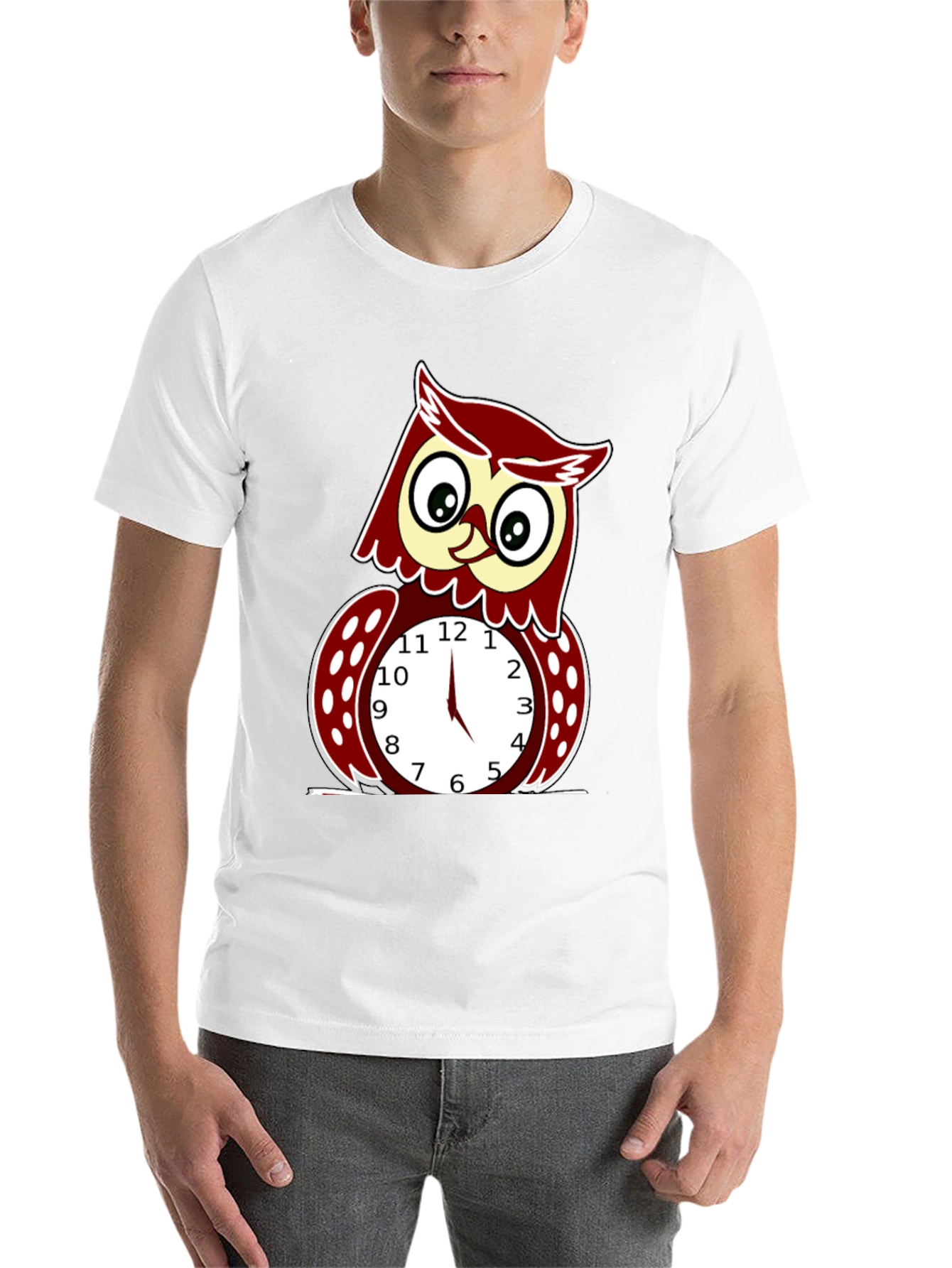 Black Funny Owl Clock Graphic T-Shirt - Mens view 14