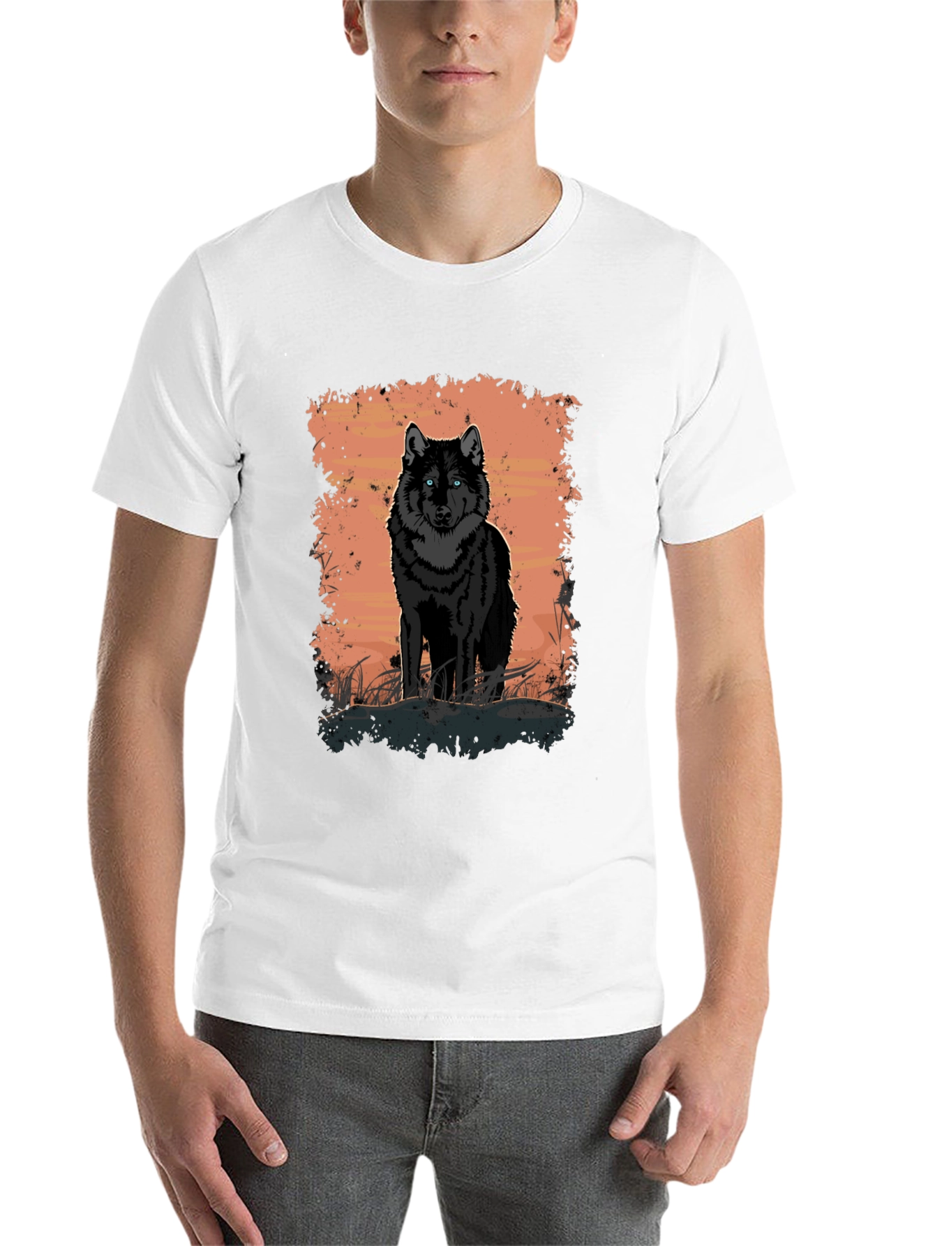 Black Wolf Graphic Print Black T-Shirt view 14