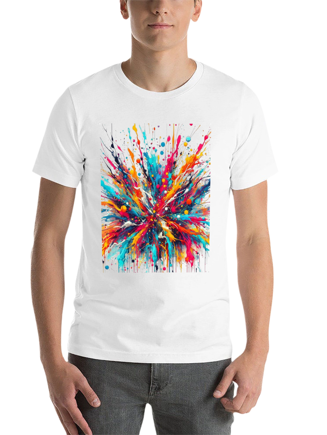 Black Colorful Splatter T-Shirt - Unique Artistic Design view 14