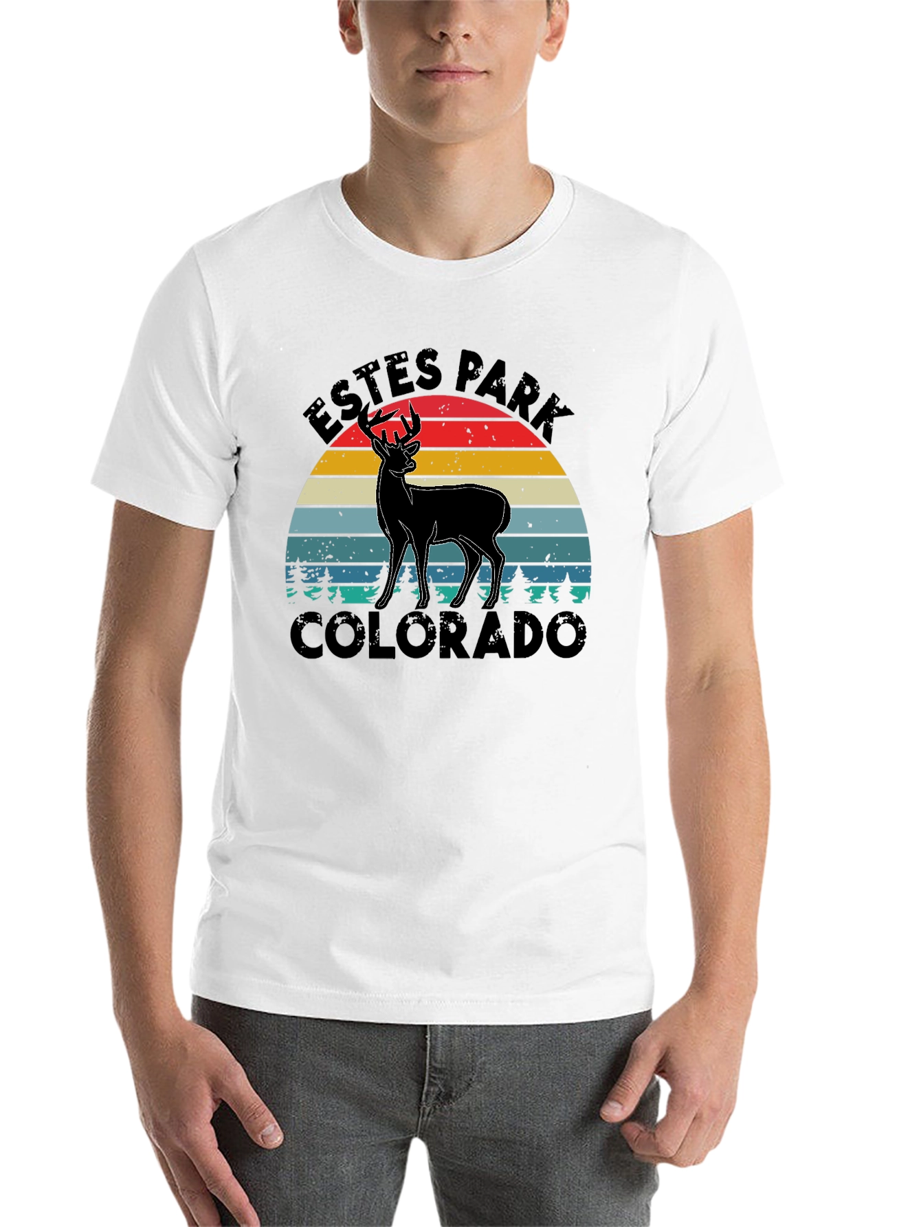 Black Estes Park Colorado Deer Graphic Tee view 14