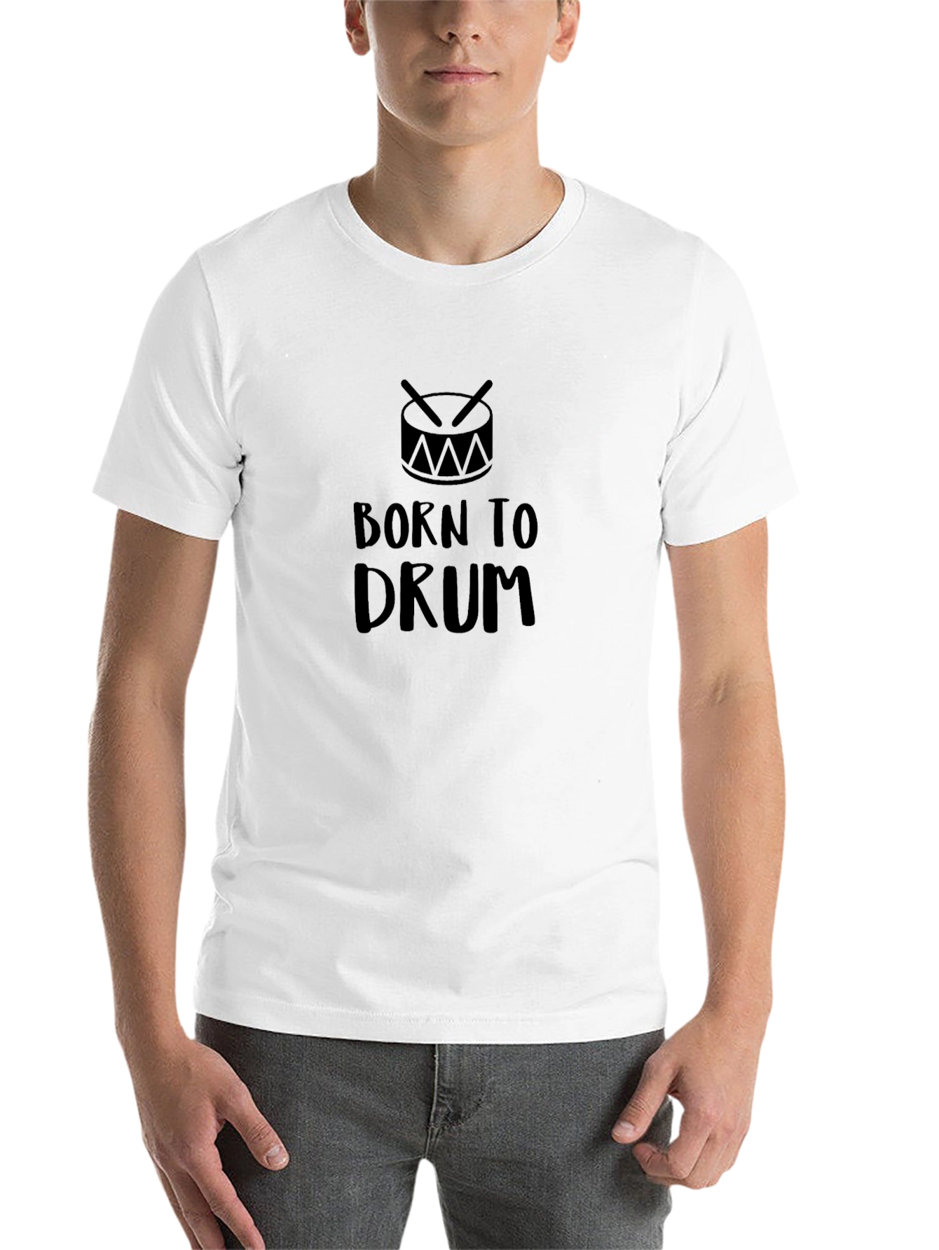 Black Born To Drum Black T-Shirt | Music Lover Tee view 14