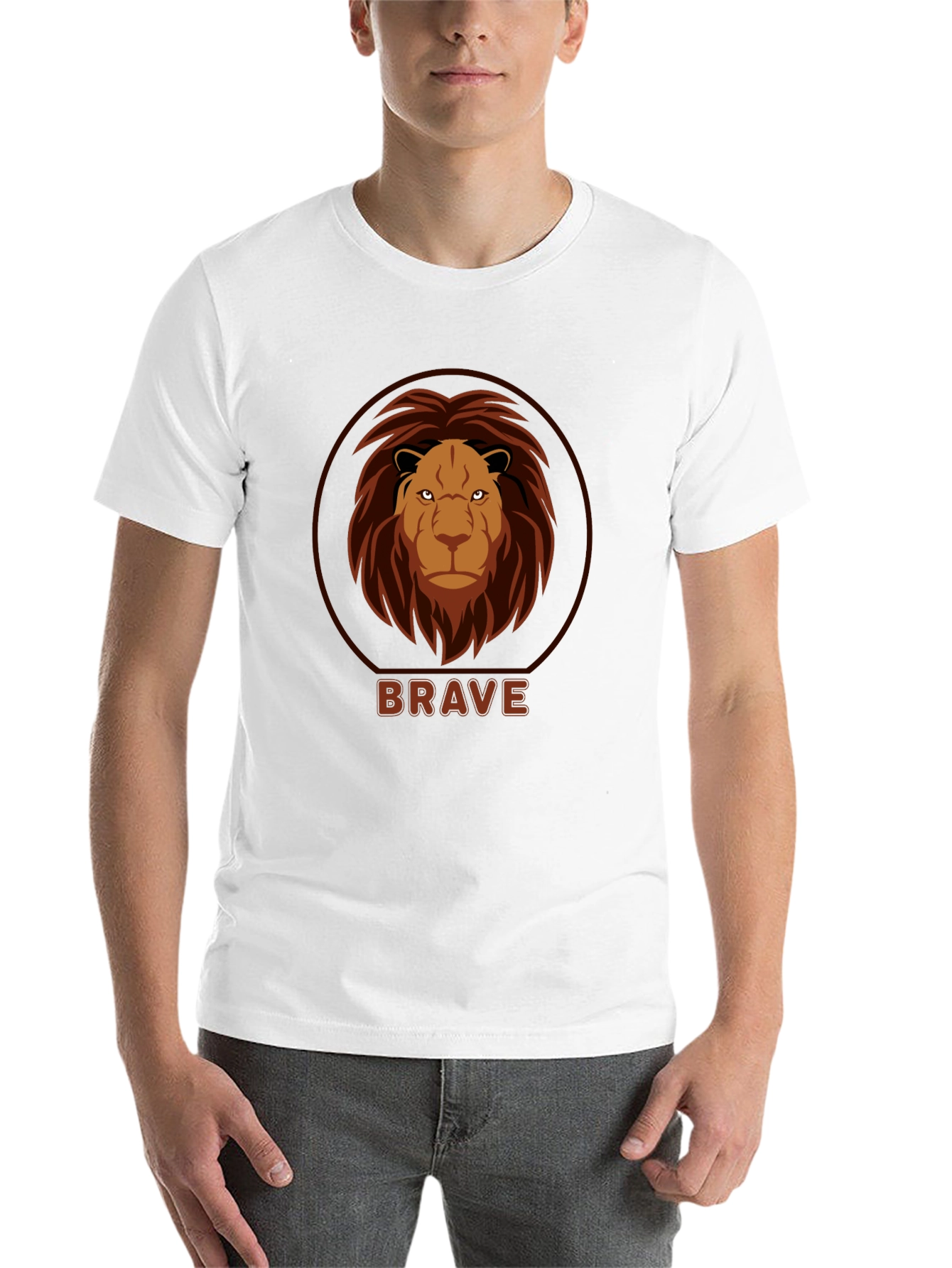Black Brave Lion Graphic Black T-Shirt view 14