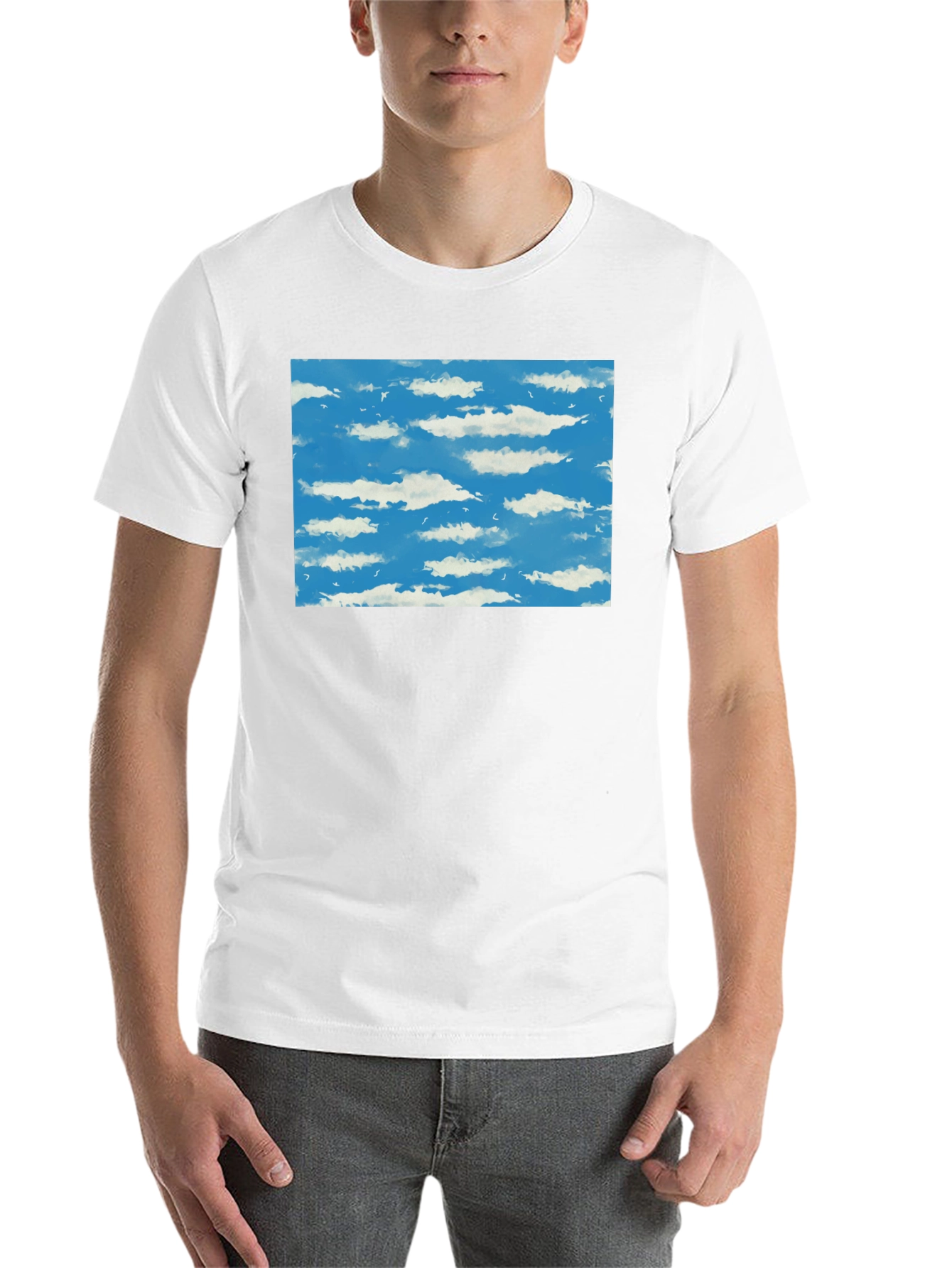 Black Cloudscape Graphic Tee - Sky Blue Print on Black view 14