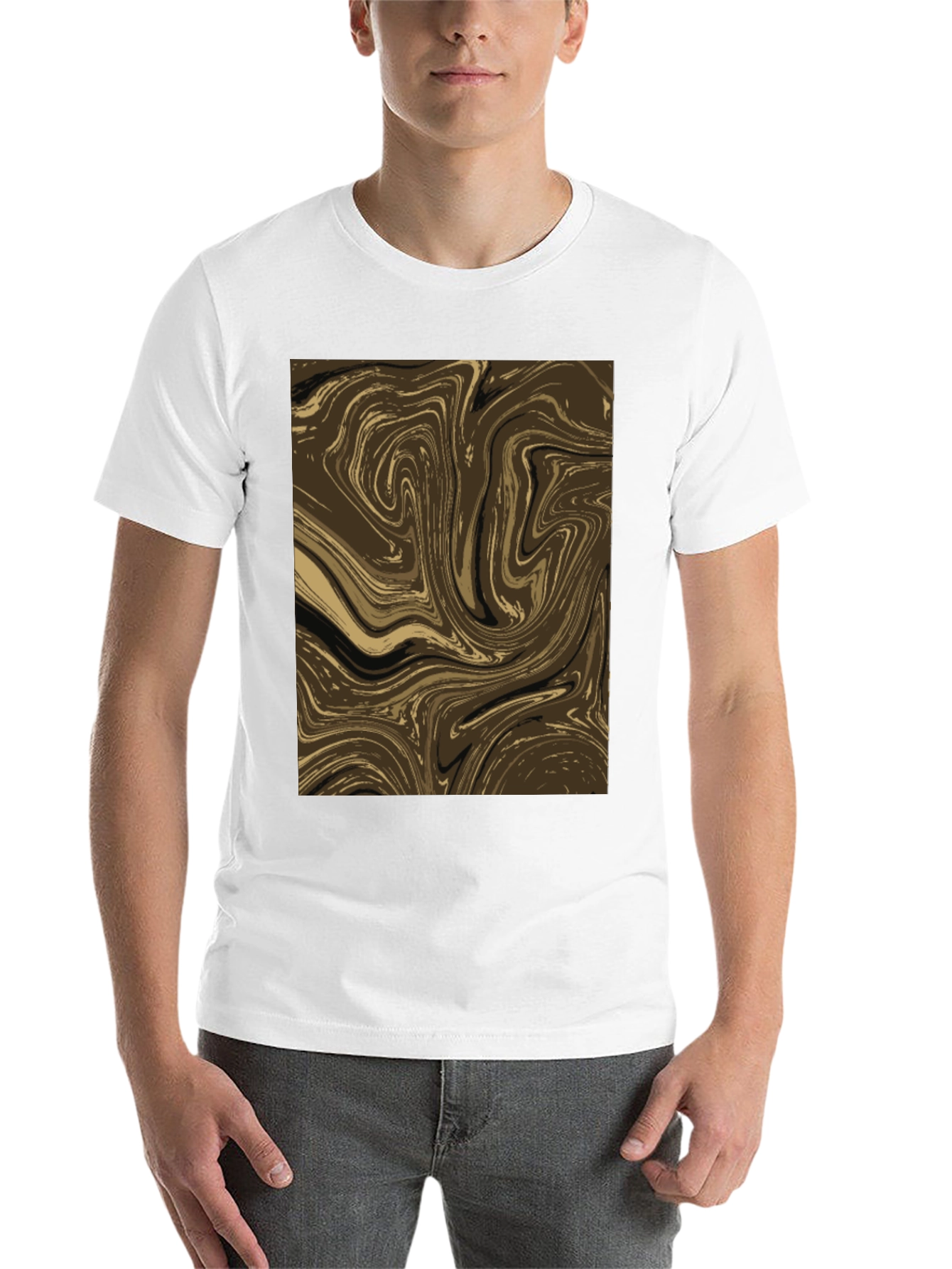 Black Abstract Swirl Graphic Tee - Brown view 14