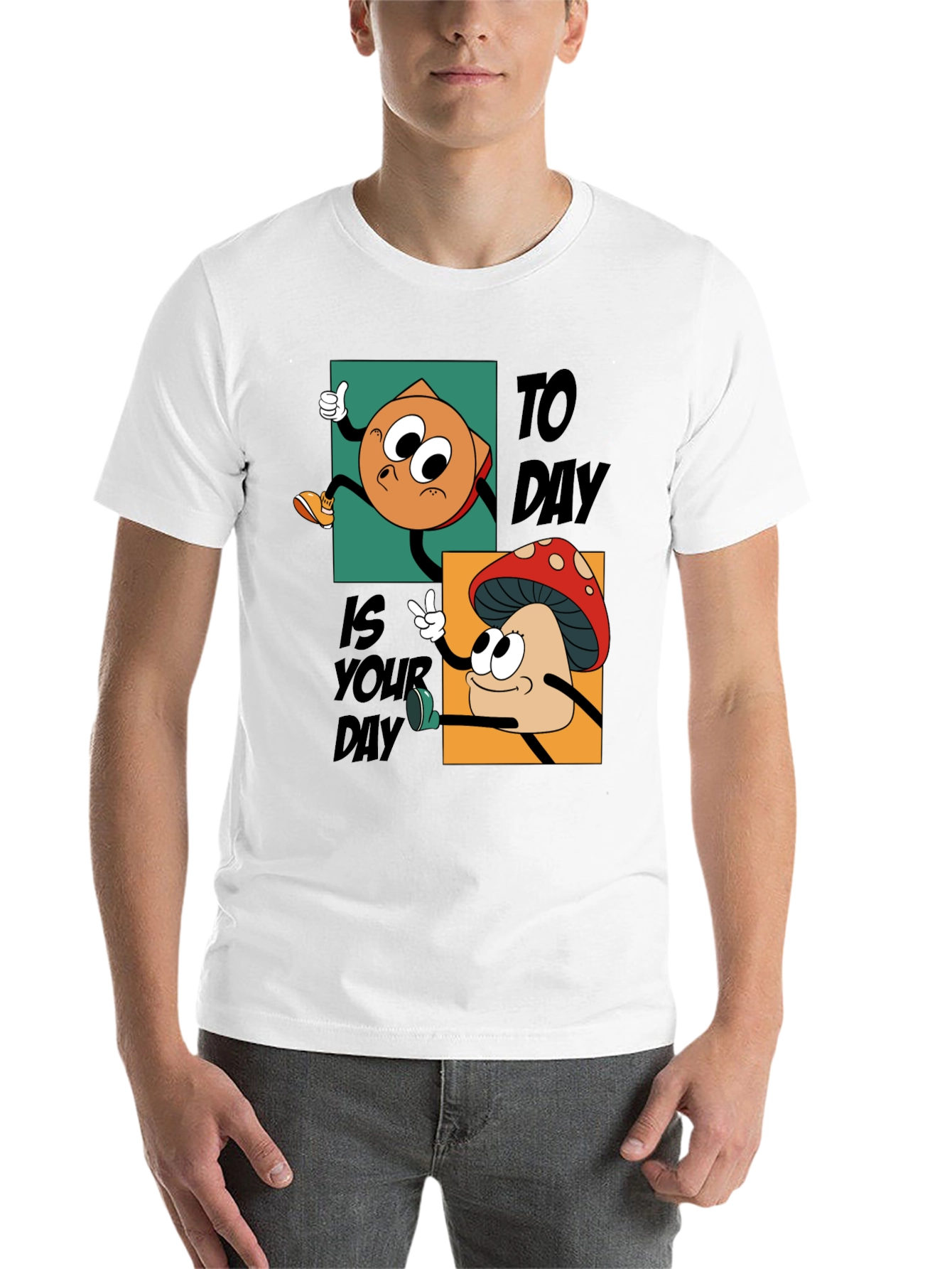 Black Cartoon Mushroom & Chip T-Shirt - Today Is Your Day! view 14