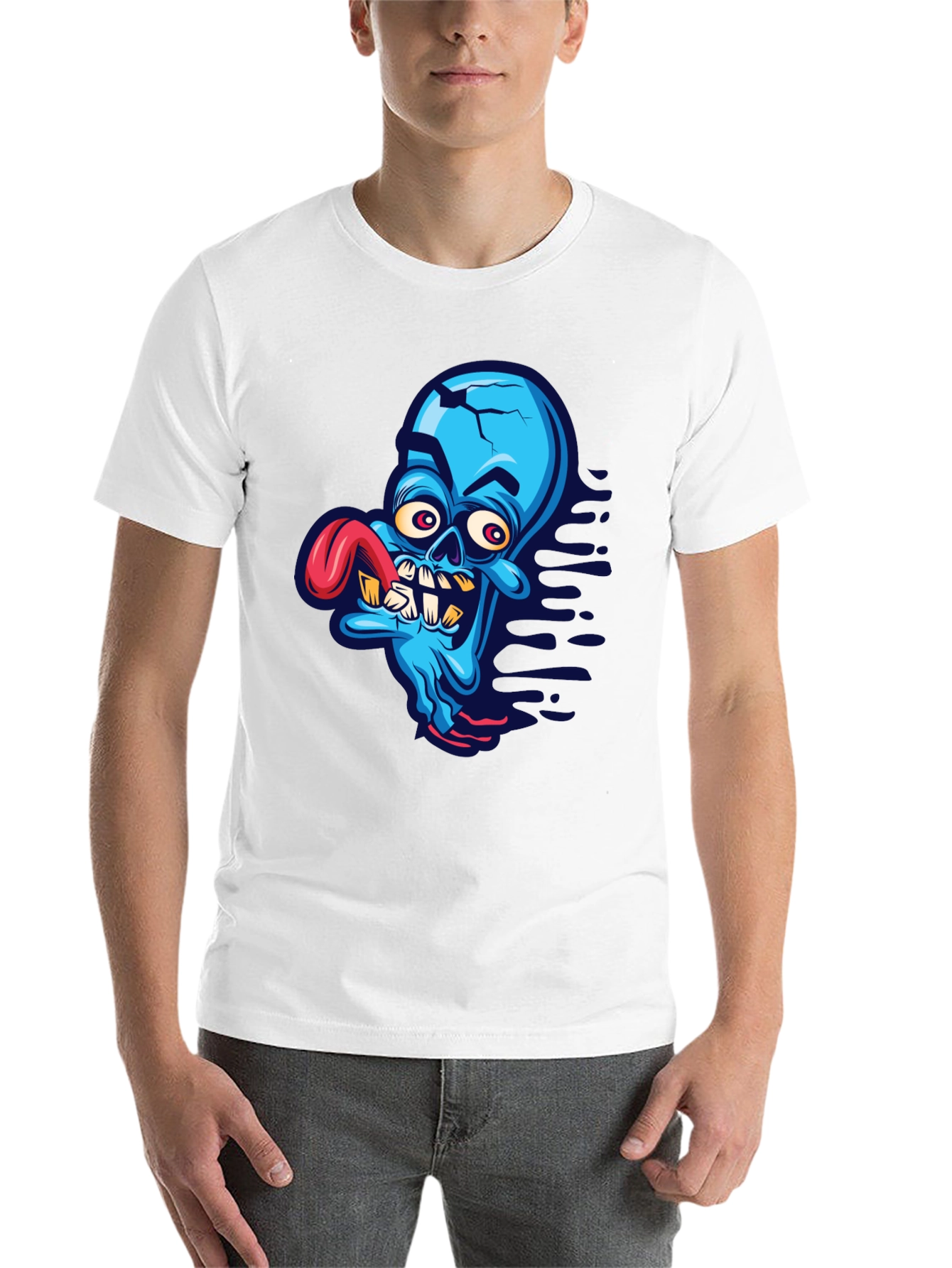 Black Cartoon Zombie Graphic Tee - Blue view 14