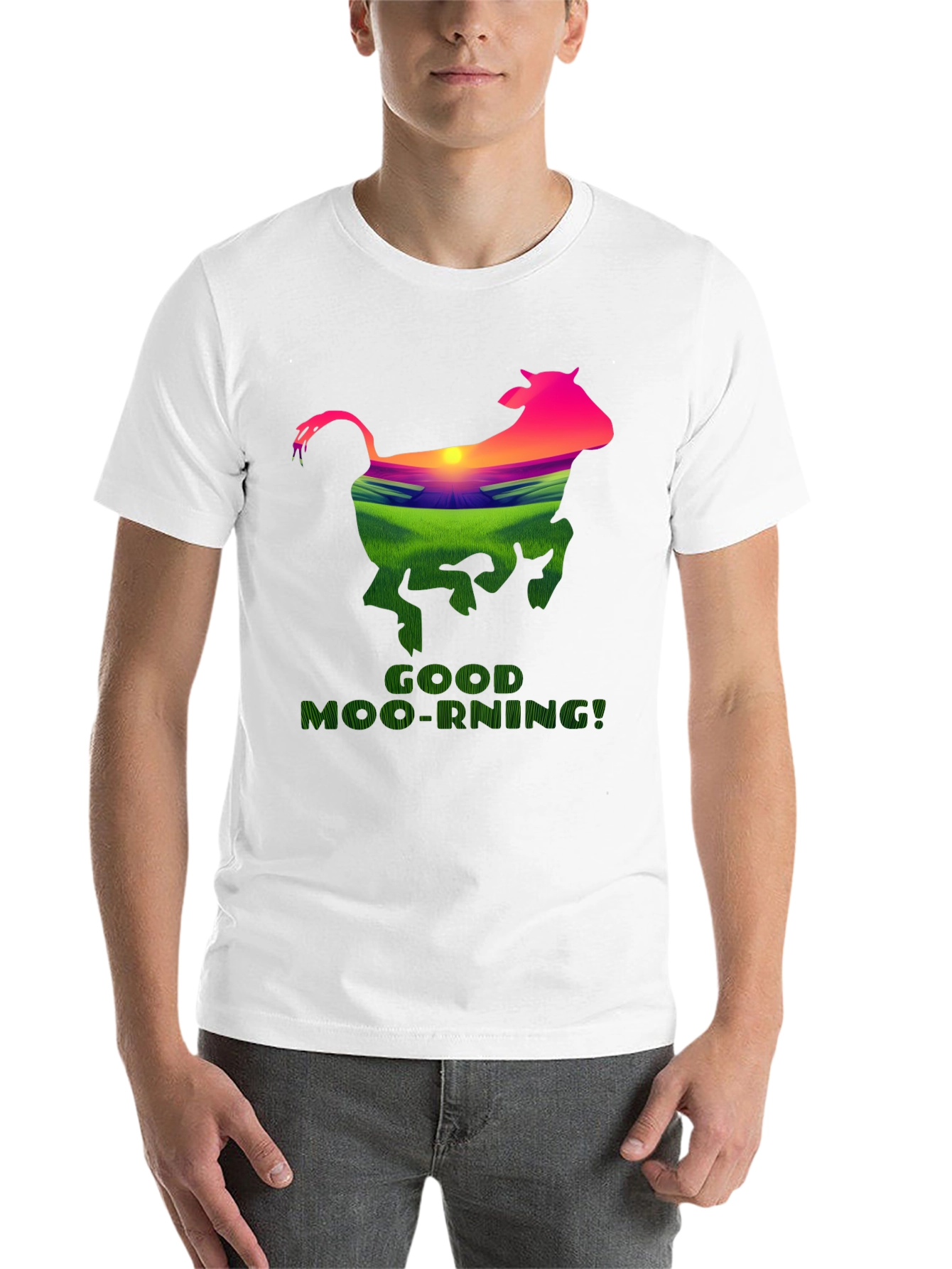Black Good Moo-Rning Cow Graphic Tee - Farm Fresh Humor! view 14