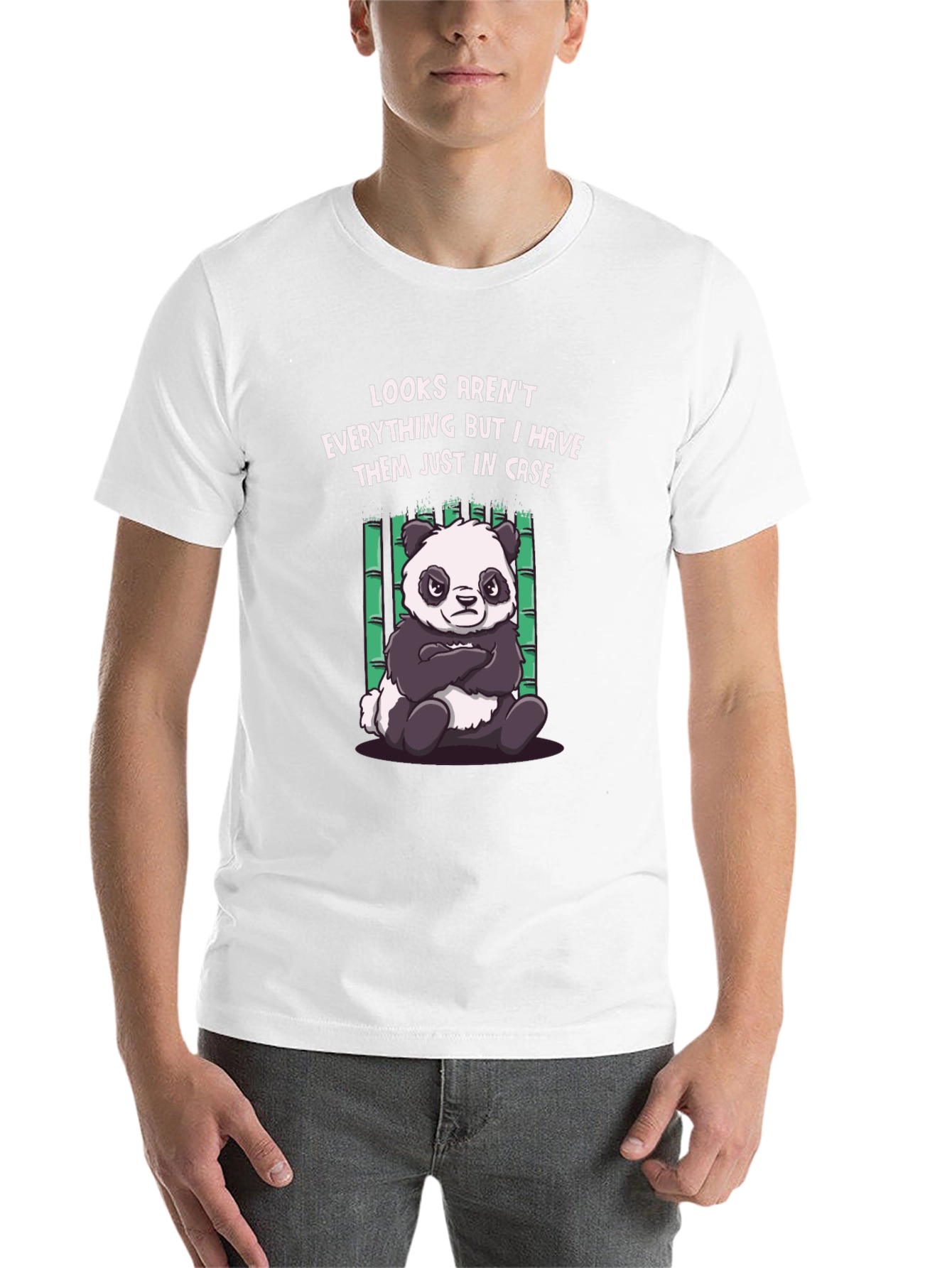 Black Funny Panda T-Shirt: Looks Aren't Everything view 14