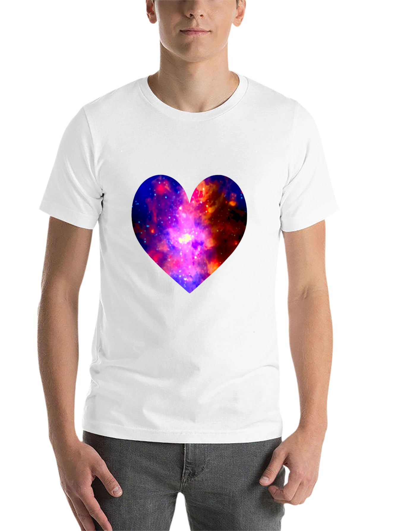 Black Galaxy Heart Graphic Tee - Modern Black T-Shirt view 14