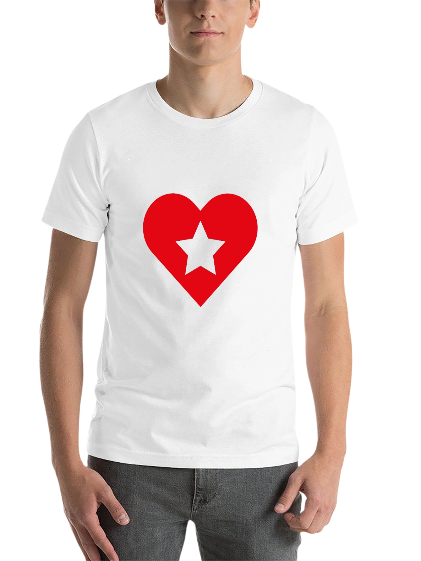 Black Heart Star Graphic Tee - Soft Black Cotton Shirt view 14