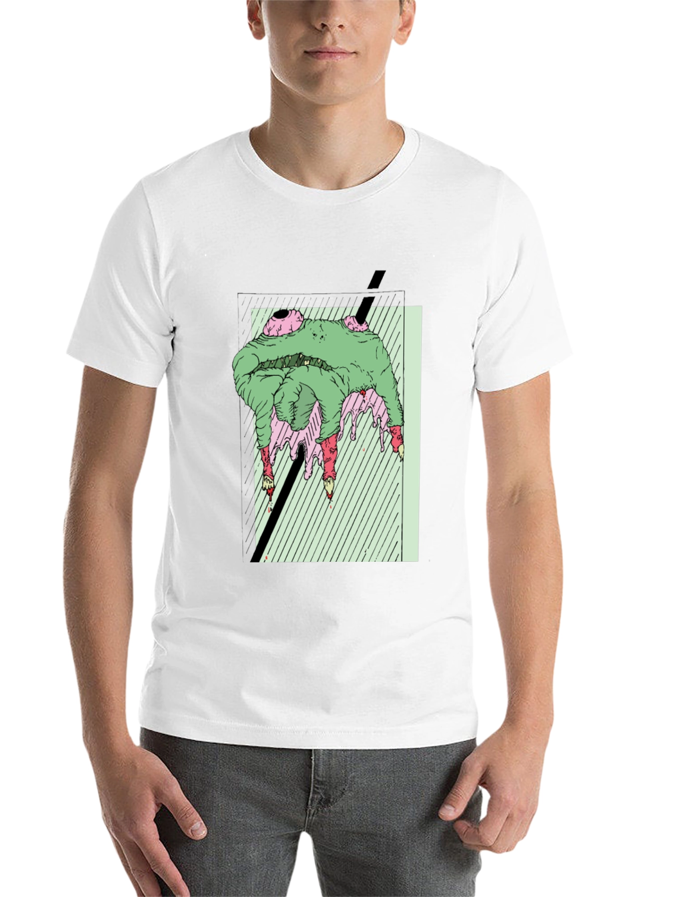 Black Green Horror Graphic Tee - Unique Graphic T-Shirt view 14