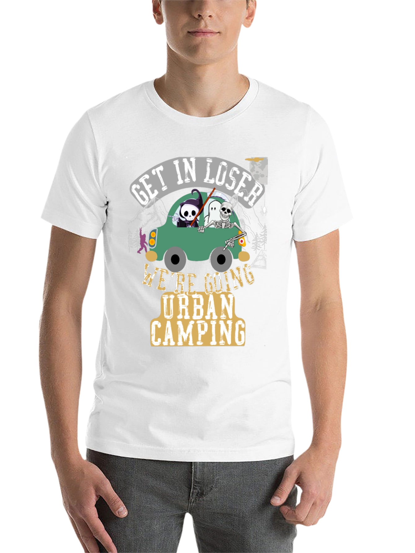 Black Get In Loser Urban Camping T-Shirt view 14