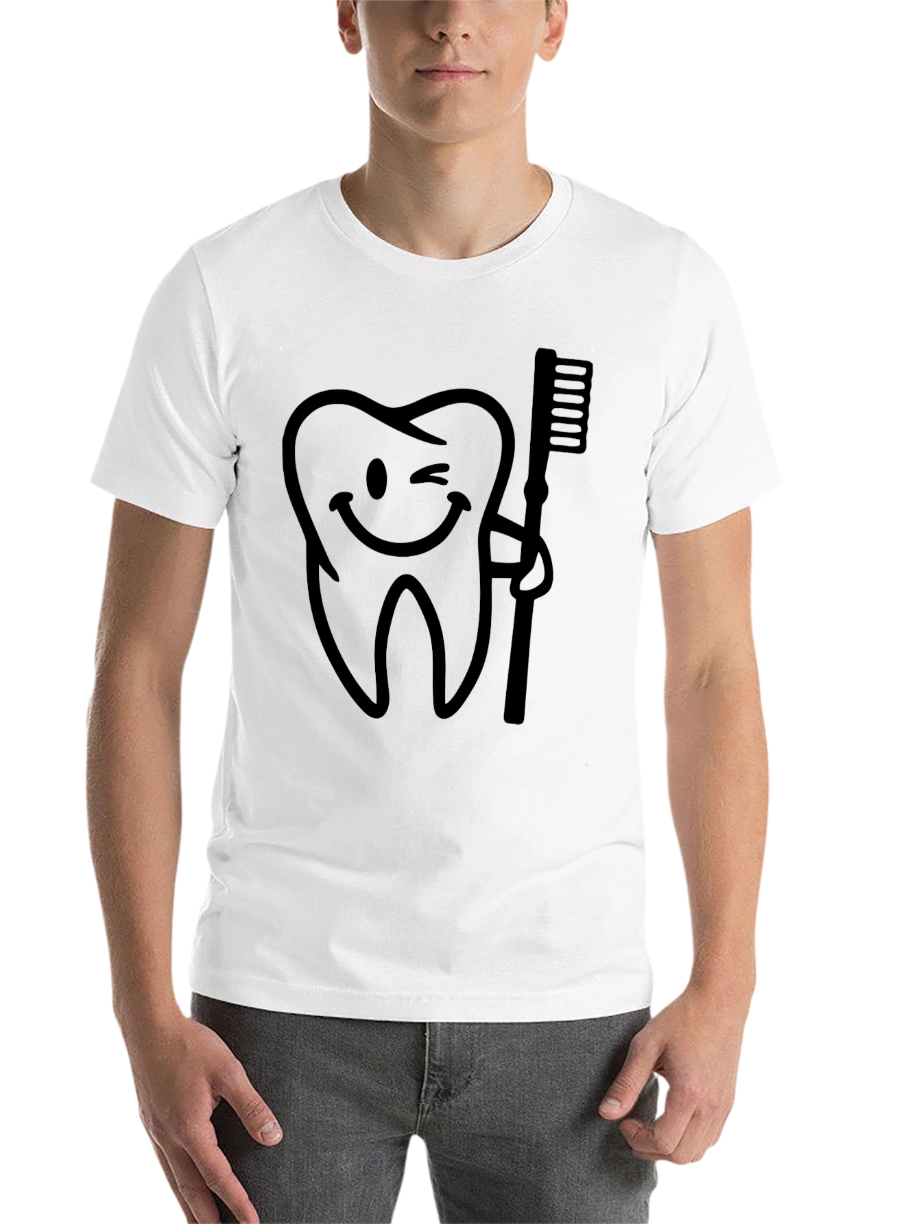 Black Funny Tooth & Brush Graphic Tee - Dental Humor Shirt view 14