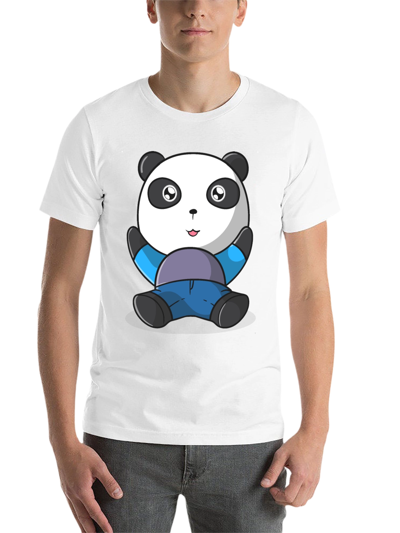 Black Cute Panda Bear Graphic T-Shirt view 14
