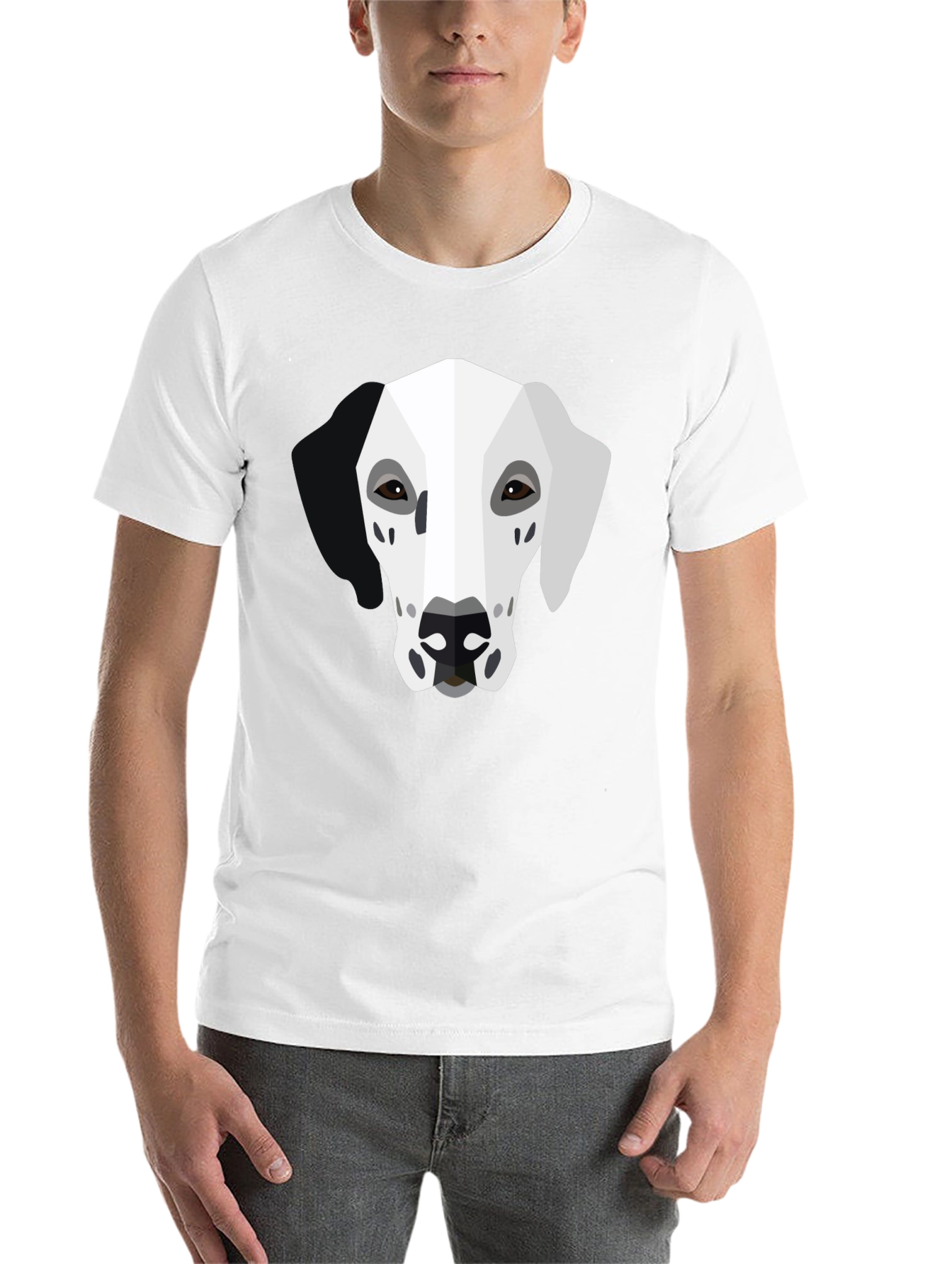 Black Geometric Dalmatian Graphic Tee - Unisex Black T-Shirt view 14
