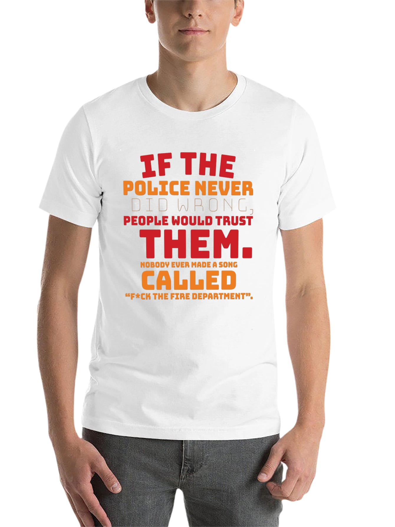 Black Funny Police & Fire Department T-Shirt view 14
