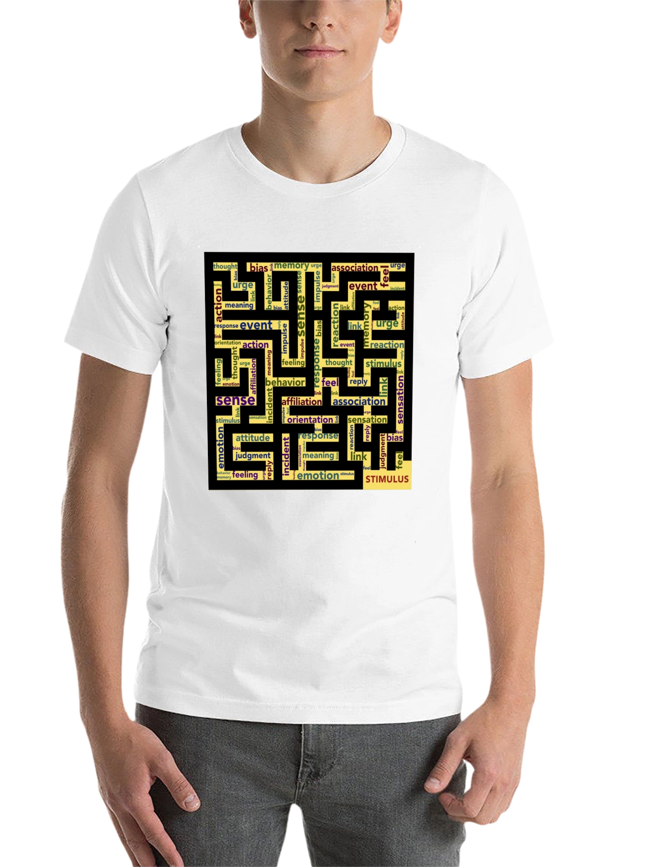 Sense Maze Black T-Shirt - Word Art Design - 14