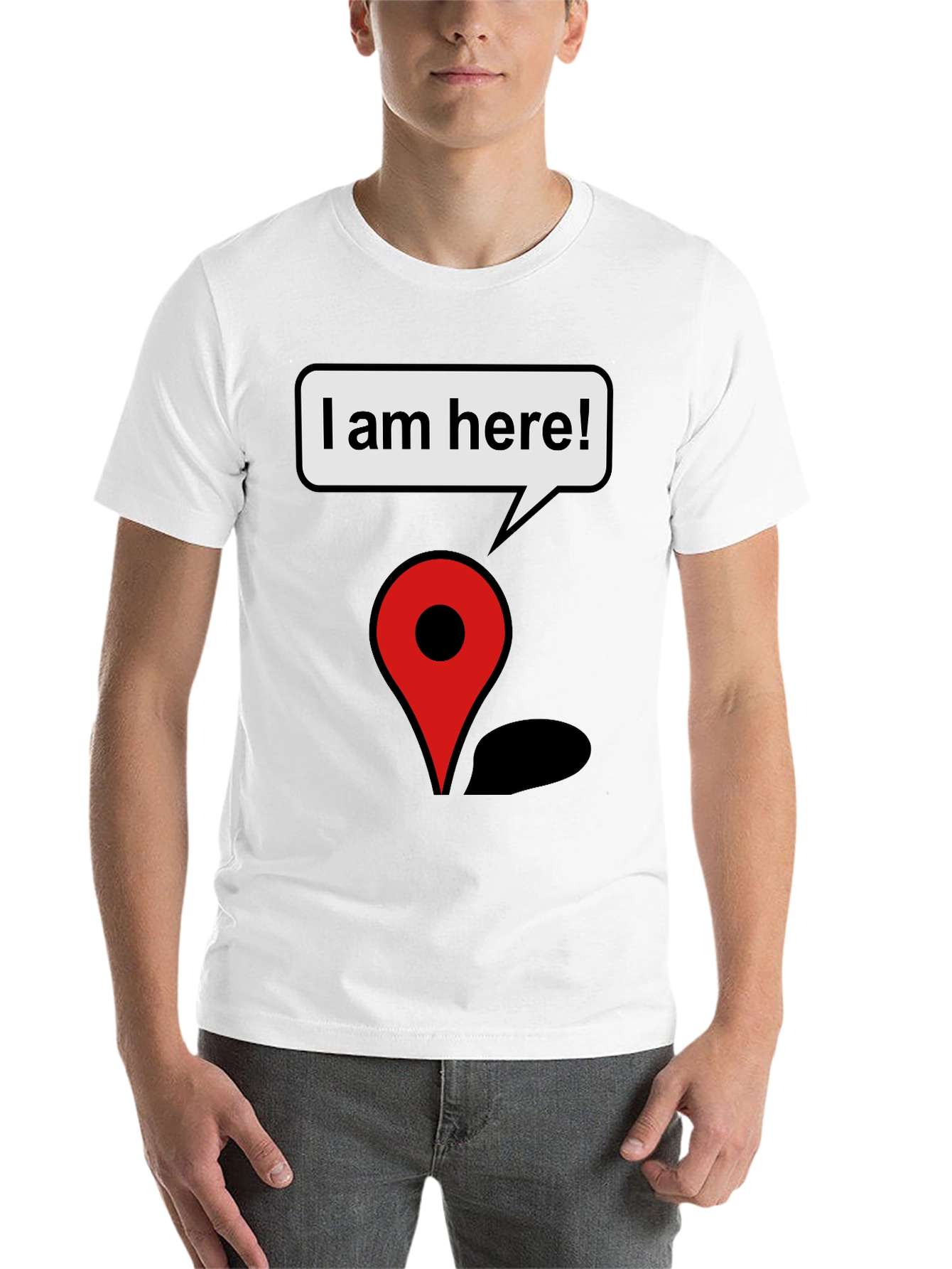 Black I am Here! Graphic Print T-Shirt view 14