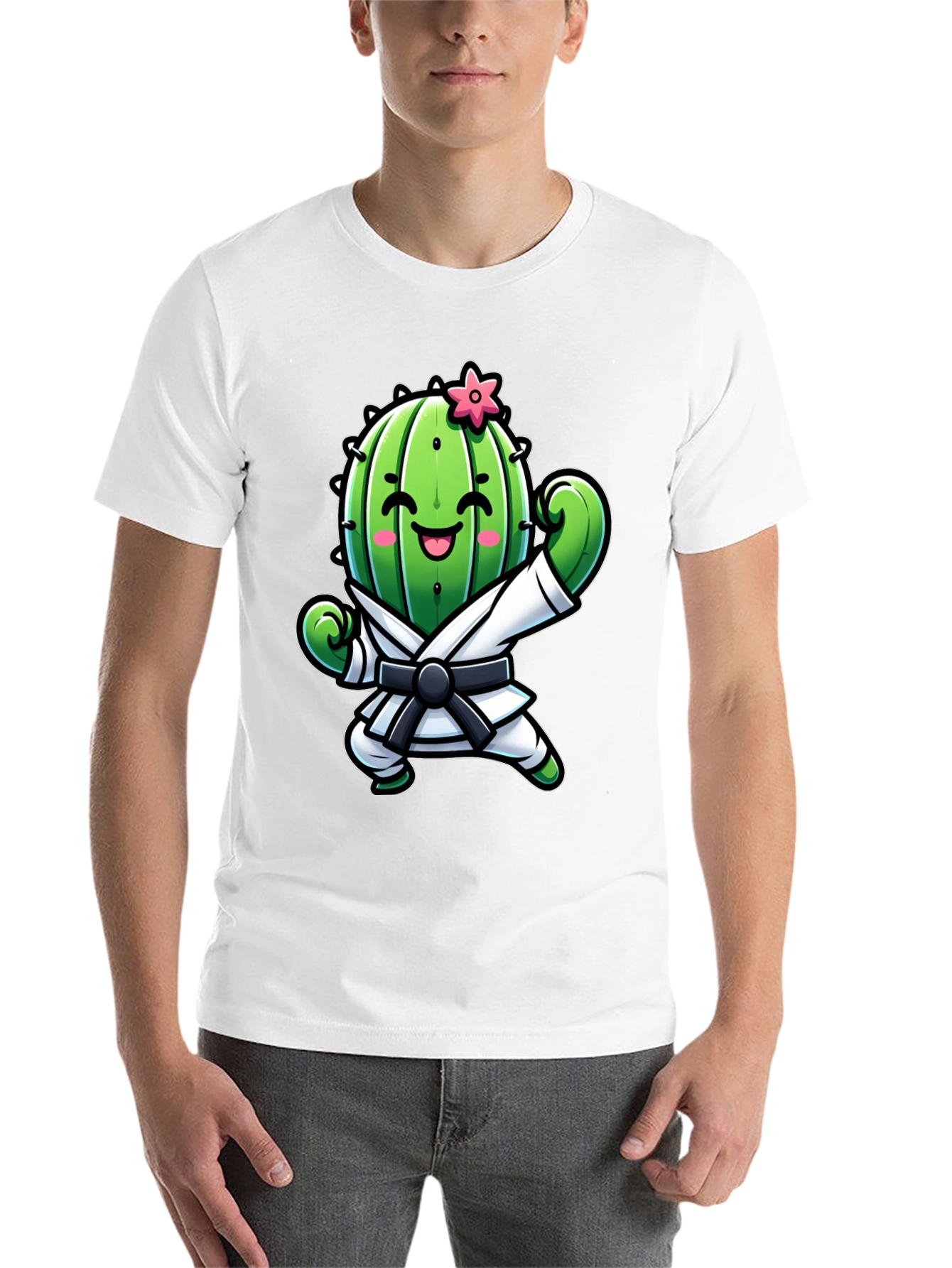 Black Karate Cactus T-Shirt - Funny Martial Arts Tee view 14