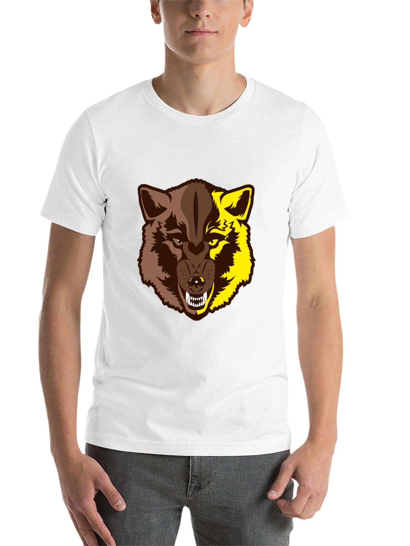 Black Wolf Graphic Tee - Two-Tone Beast Design view 14