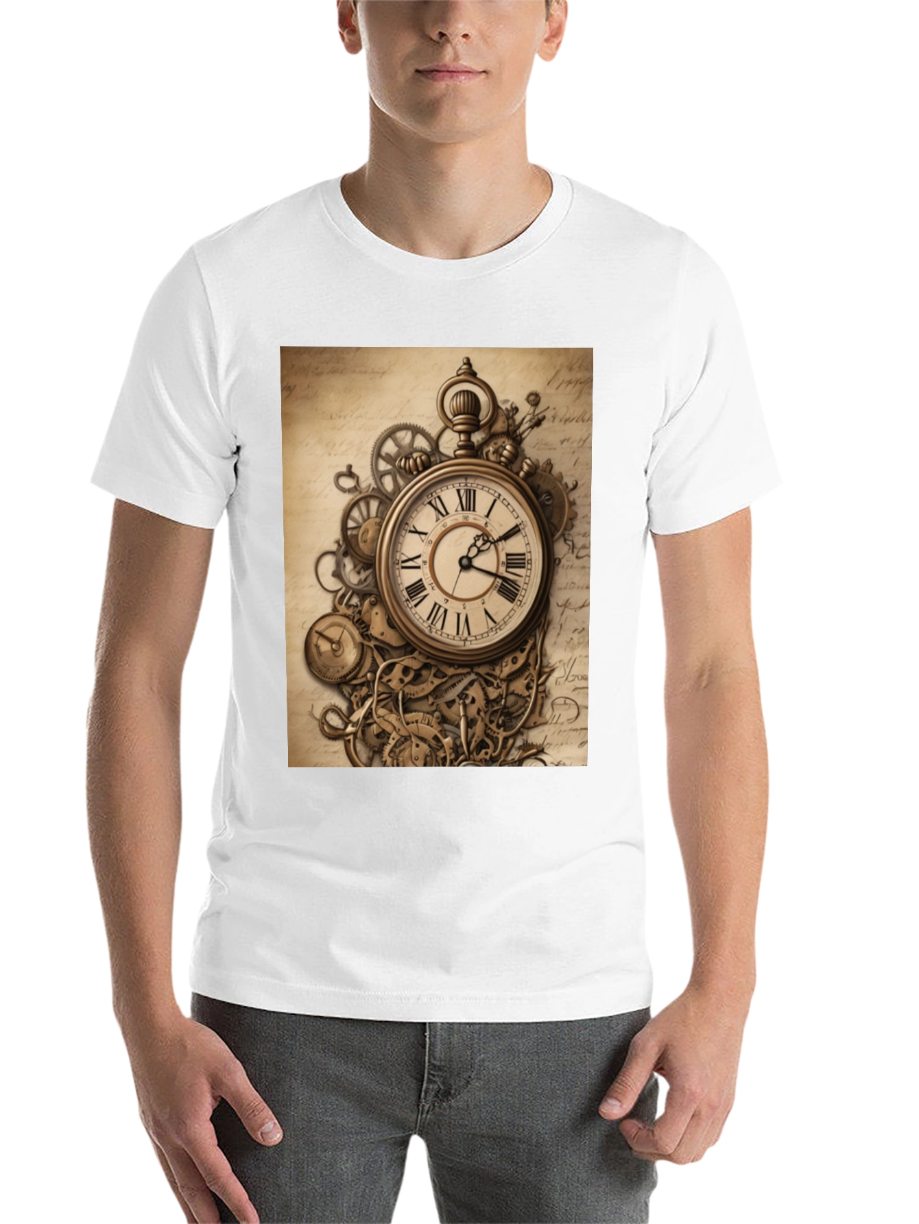 Black Steampunk Clockwork T-Shirt - Timeless Design view 14