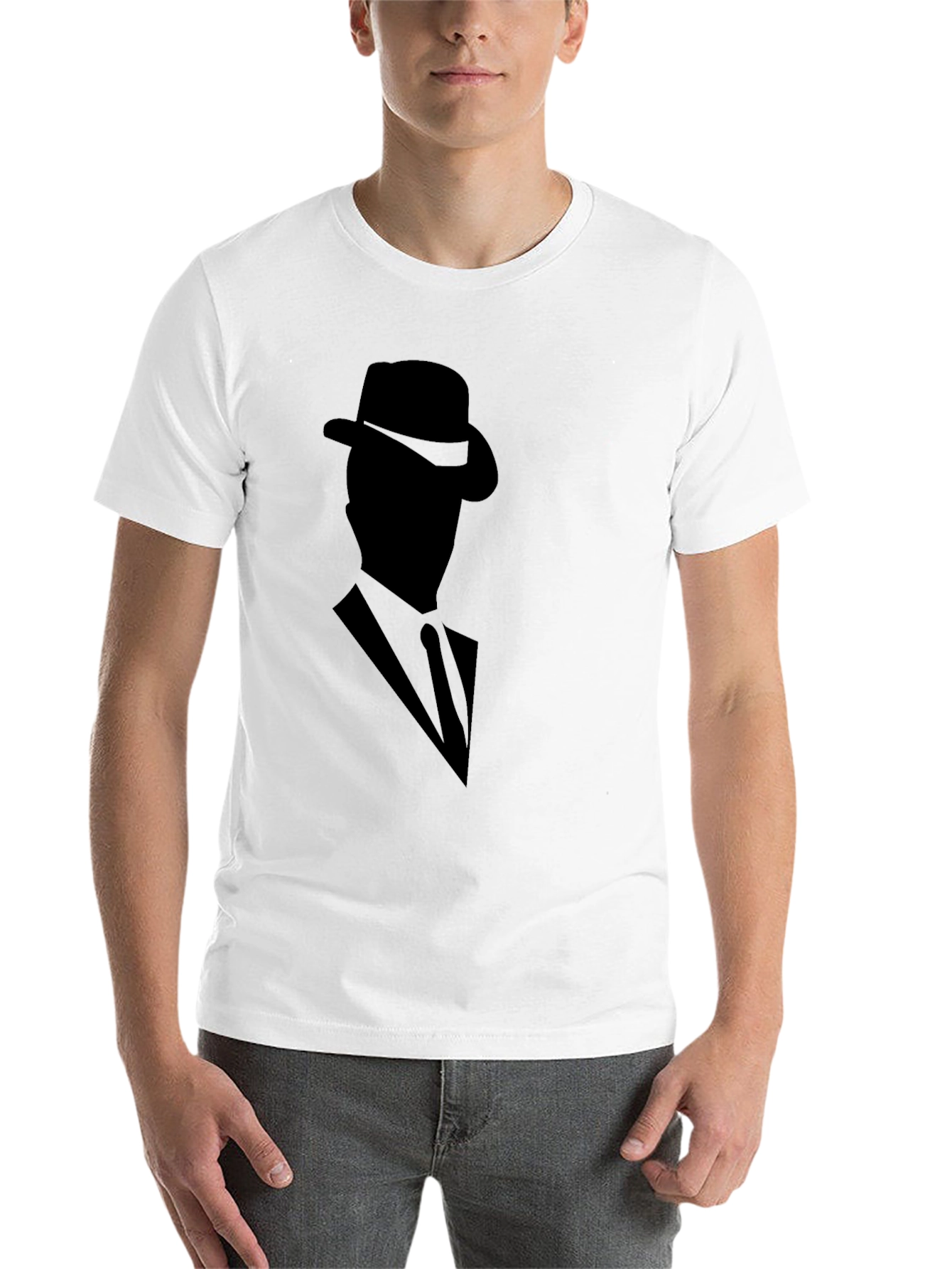 Black Mysterious Man Silhouette T-Shirt view 14
