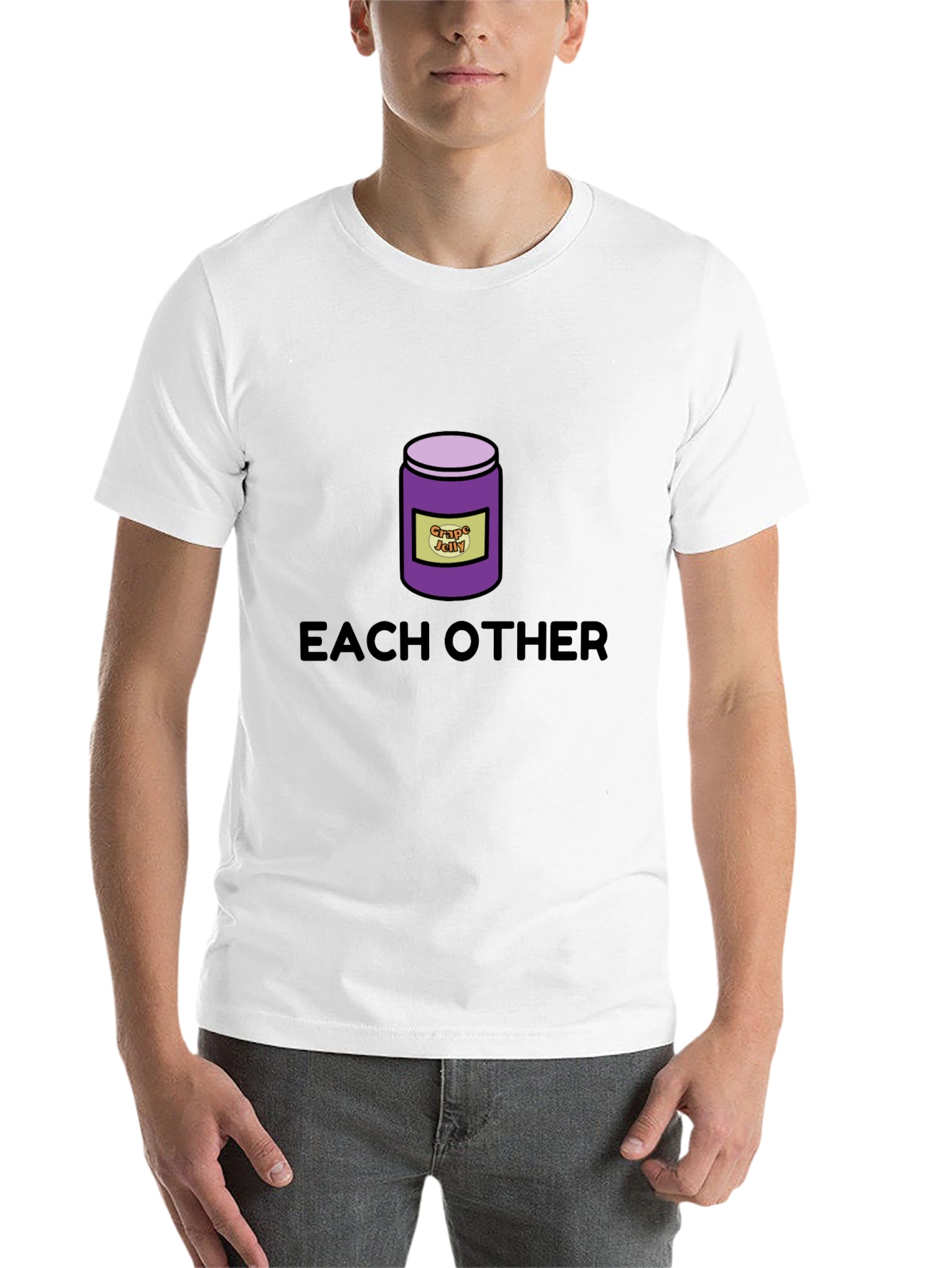 Black Funny "Grape Jelly Each Other" Black Graphic T-Shirt view 14