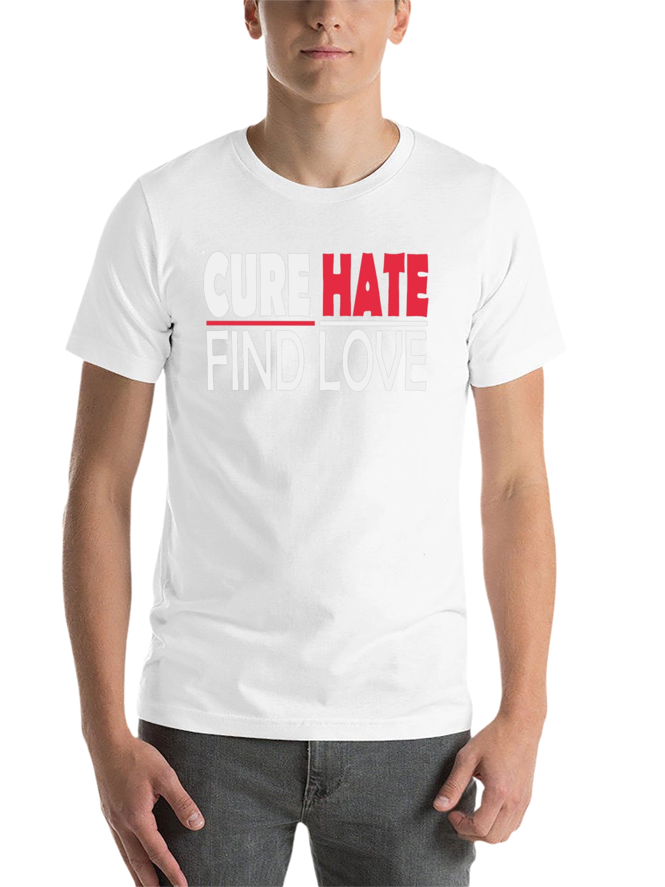 Black Cure Hate Find Love Graphic T-Shirt view 14