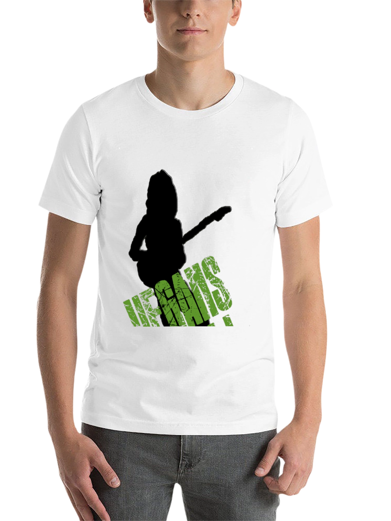 Black Vegans Guitar T-Shirt - Black Crew Neck Tee view 14