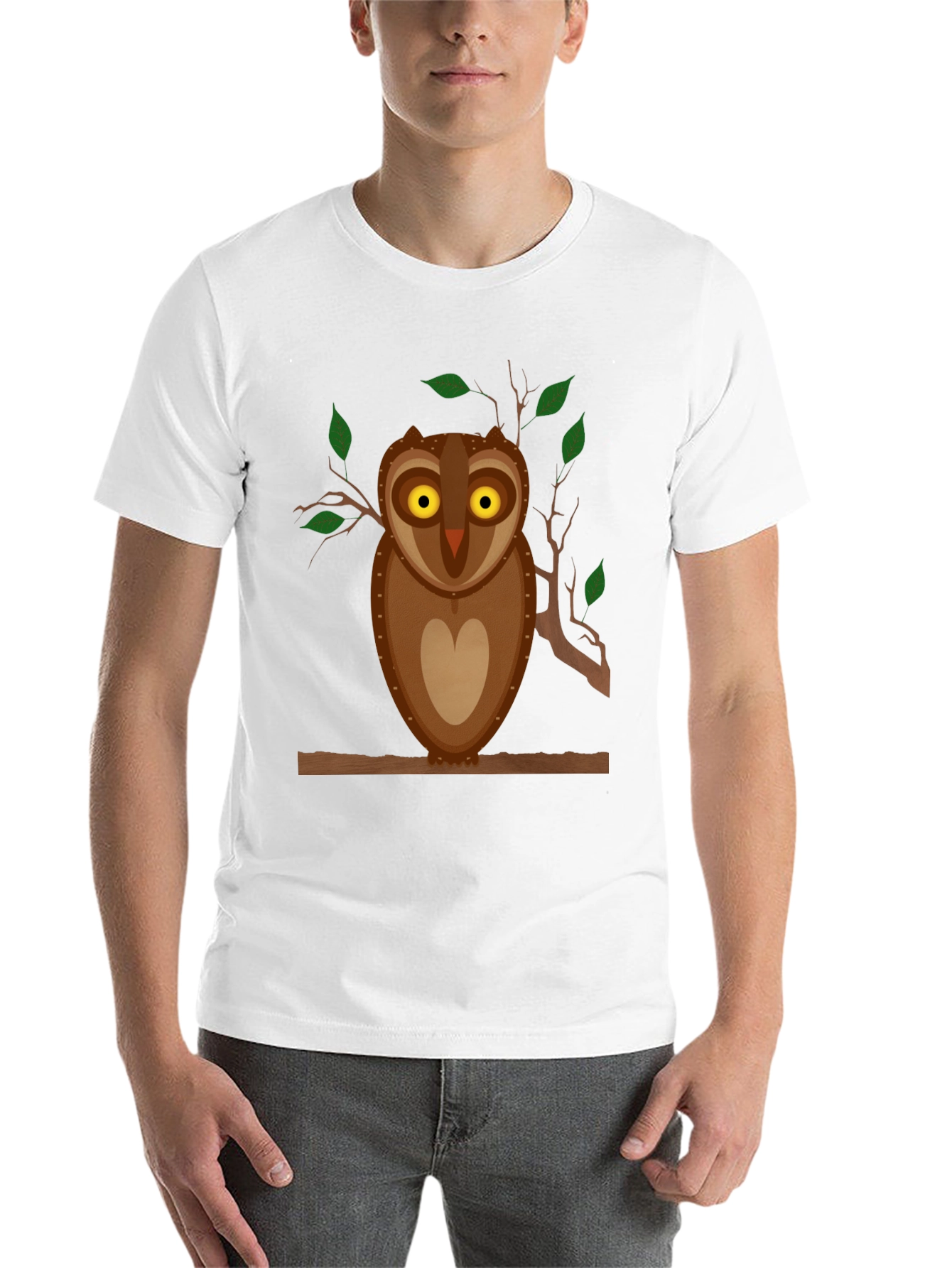 Black Owl Graphic Tee - Black Cotton Blend T-Shirt view 14