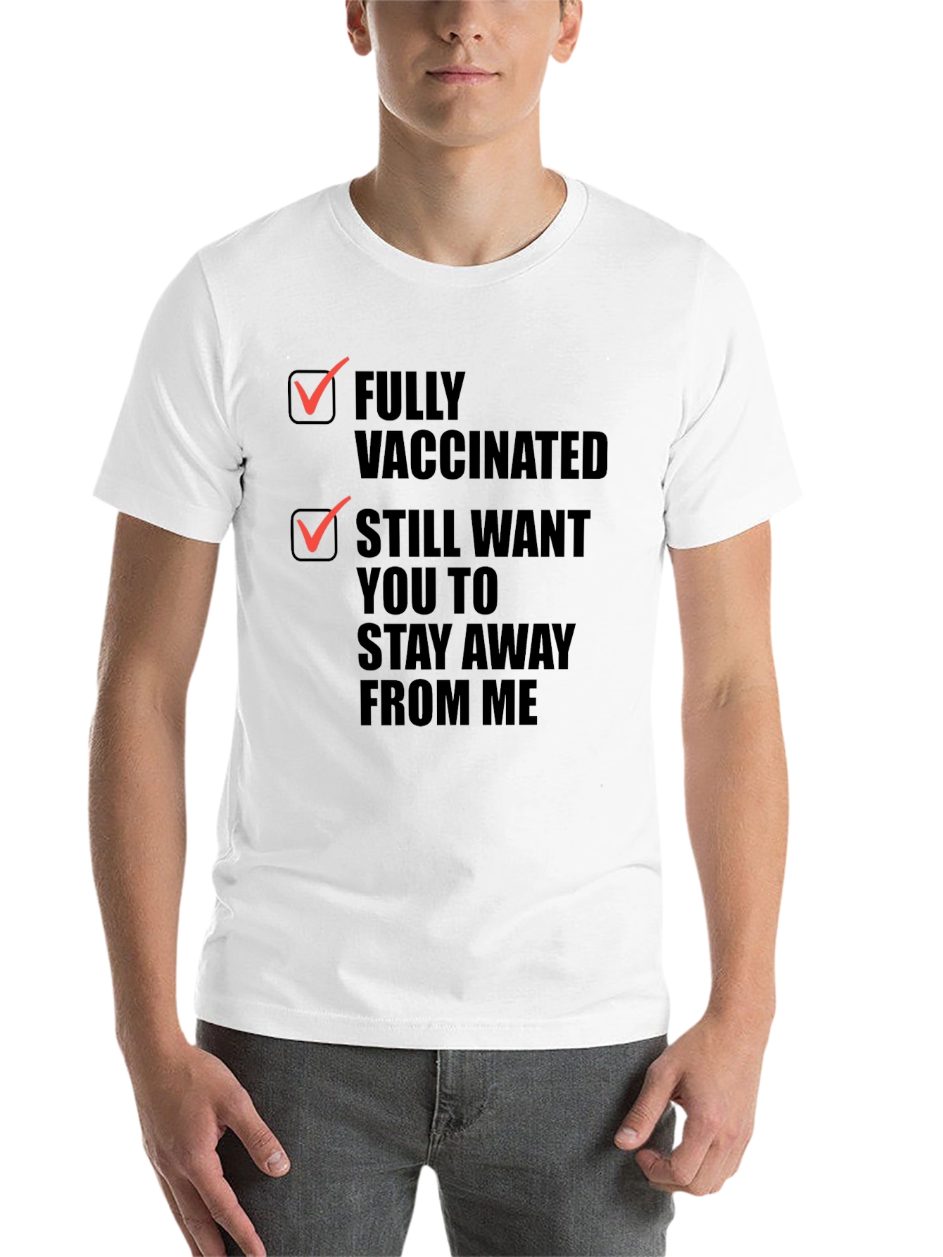 Black Fully Vaccinated, Stay Away Funny Graphic Tee view 14